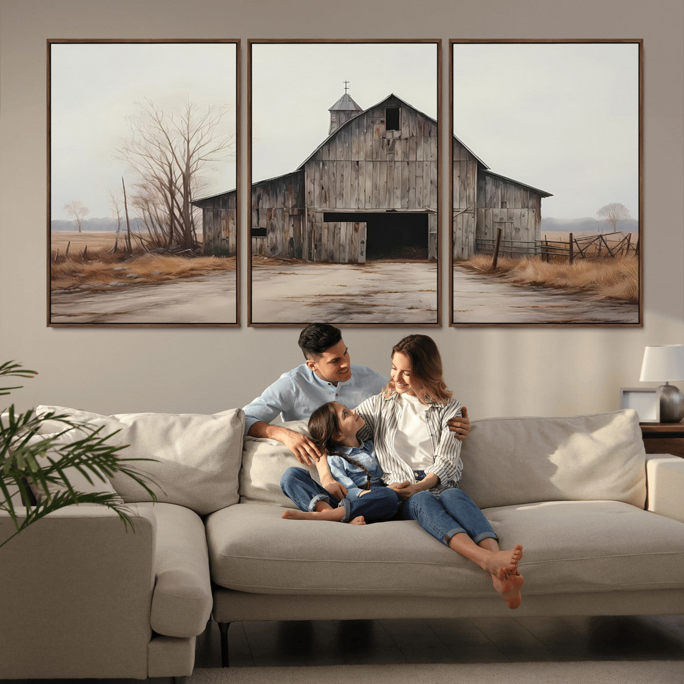 11602-MGV-CV-36X24-Old Barn Wall Art Canvas Print, Framed Rustic Barn Art Picture Print, Old Farmhouse Perfect Rustic Farmhouse Decor Artwork