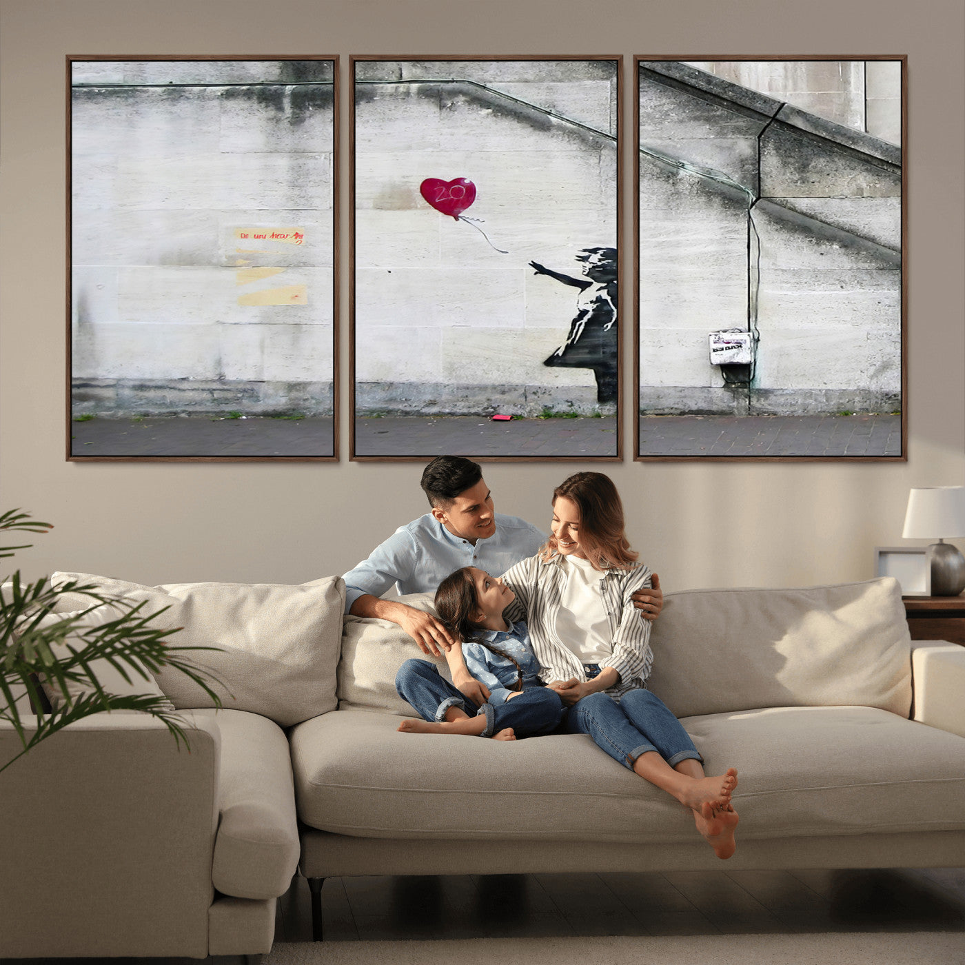 50559-MGV-CV-36X24-Banksy Girl with Balloon Wall Art – Famous Street Graffiti Canvas Print, Modern Urban Artwork for Living Room, Bedroom or Office