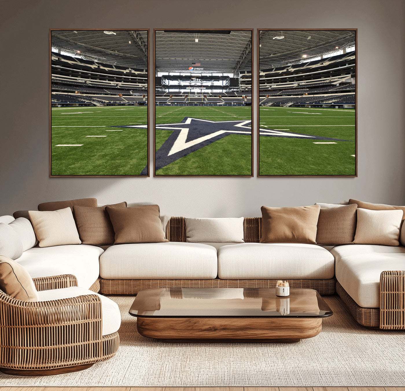 14834-MGV-CV-36X24-Dallas Att Stadium Wall Art Canvas Print, Framed Texas NFL Stadium Art Picture Print, American Football Stadium Perfect Sports