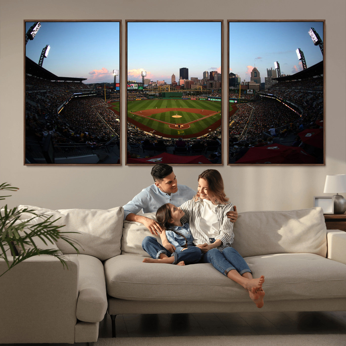 67670-MGV-CV-36X24-PNC Park Stadium Wall Art Canvas Print, Framed Pittsburgh Pirates Stadium Art Picture Print, PNC Park Field Perfect Sport Room