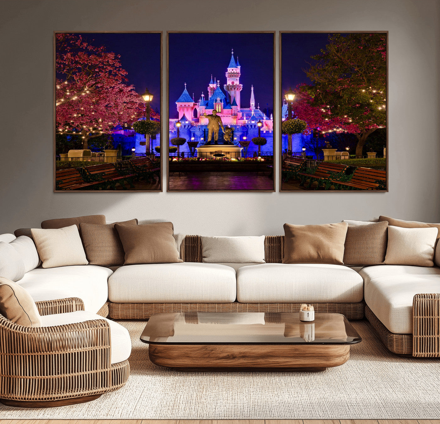 79435-MGV-CV-36X24-Disney Castle Wall Art Canvas Print, Framed Magic Kingdom Art Picture Print, Disney World Perfect Child Room Decor Artwork