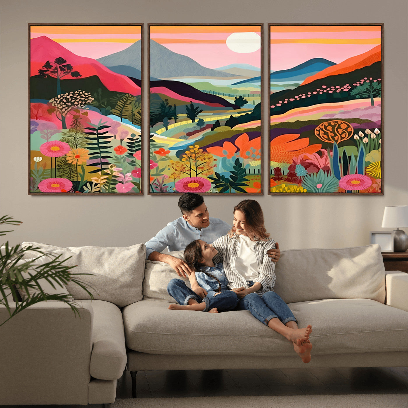 61376-MGV-CV-36X24-Floral Valley Wall Art – Panoramic Mountain Landscape Canvas Print, Vibrant Nature Decor for Living Room, Office, or Bedroom