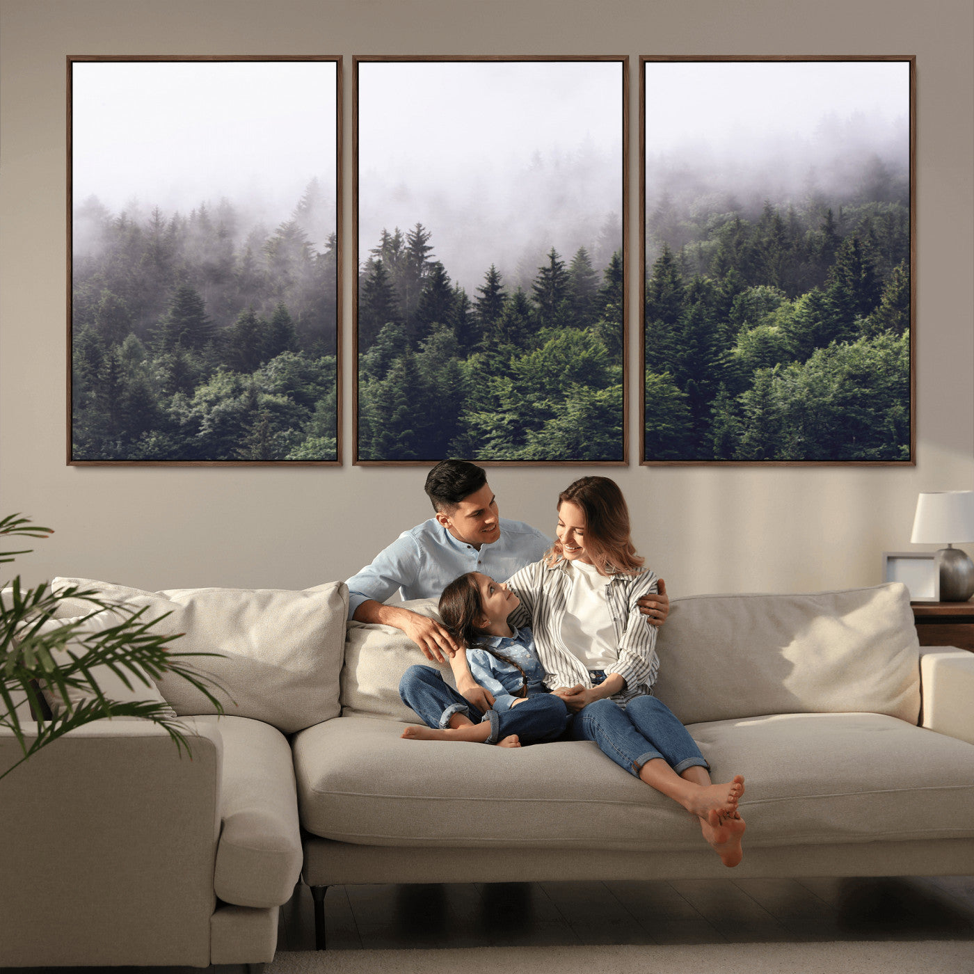 42578900-MGV-CV-36X24-Misty Pine Forest Wall Art – Tranquil Foggy Mountain Canvas Print, Nature Landscape Décor for Bedroom, Living Room, Cabin or