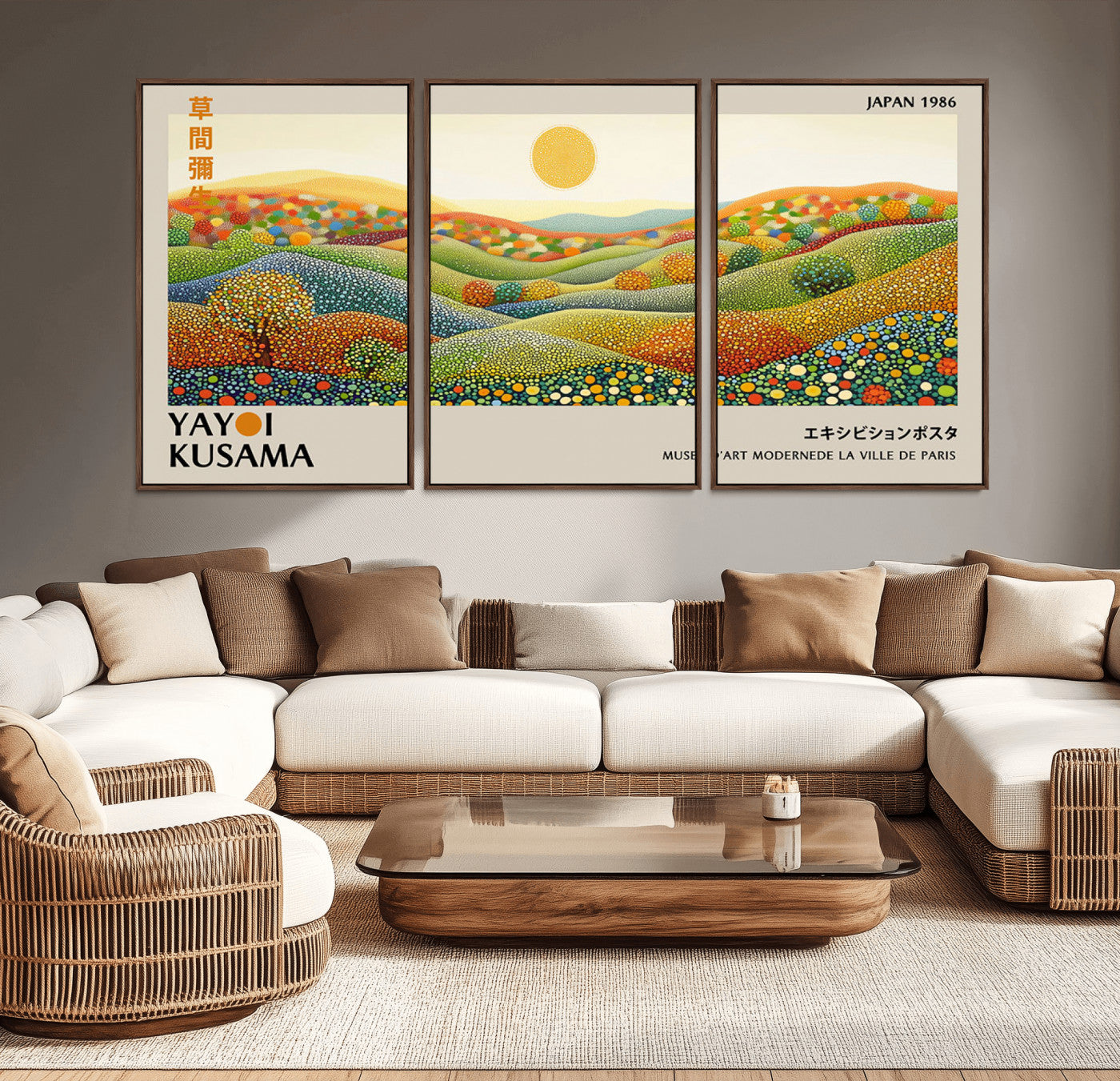 33864-MGV-CV-36X24-Pointillism Yayoi Wall Art Canvas Print, Framed Yayoi Kusama Art Picture Print, Yayoi Kusama Dot Perfect Abstract Nature Decor