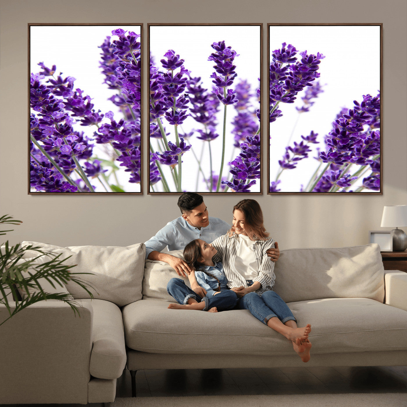 84456-MGV-CV-36X24-Lavender Wall Art – Botanical Canvas Print Featuring Purple Floral Stems, Fresh Nature Inspired Artwork for Living Room, Bedroom,