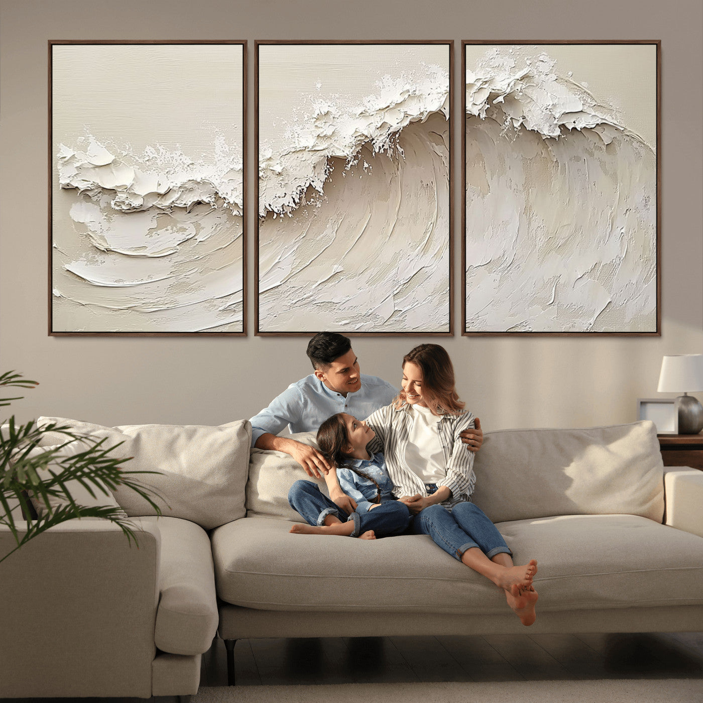 45175-MGV-CV-36X24-Textured Wave Wall Art Canvas Print, Framed Minimal Seascape Art Picture Print, Elegant Wave Perfect Modern Coastal Decor Artwork