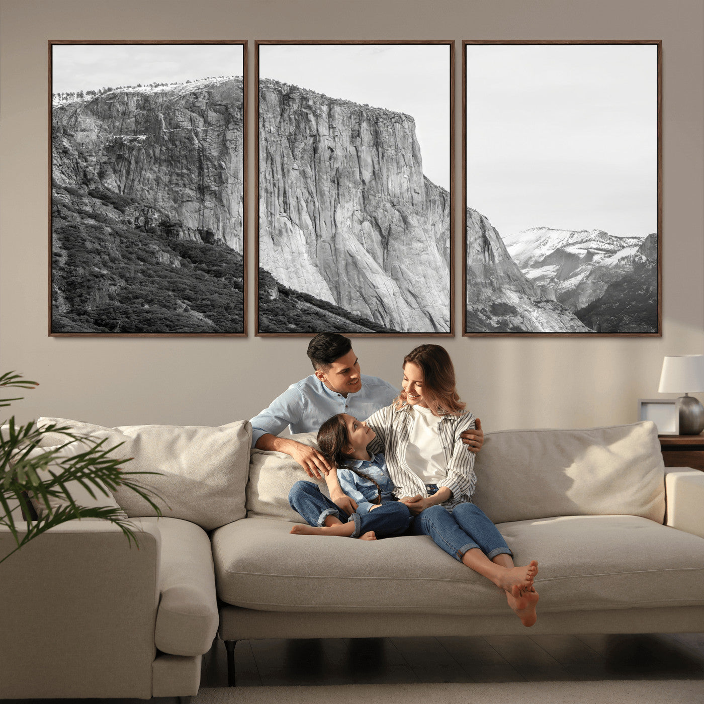 39393420-MGV-CV-36X24-El Capitan Wall Art Canvas Print, Framed Yosemite Cliff Art Picture Print, Monochrome Mountain Perfect Monochrome Sierra Decor