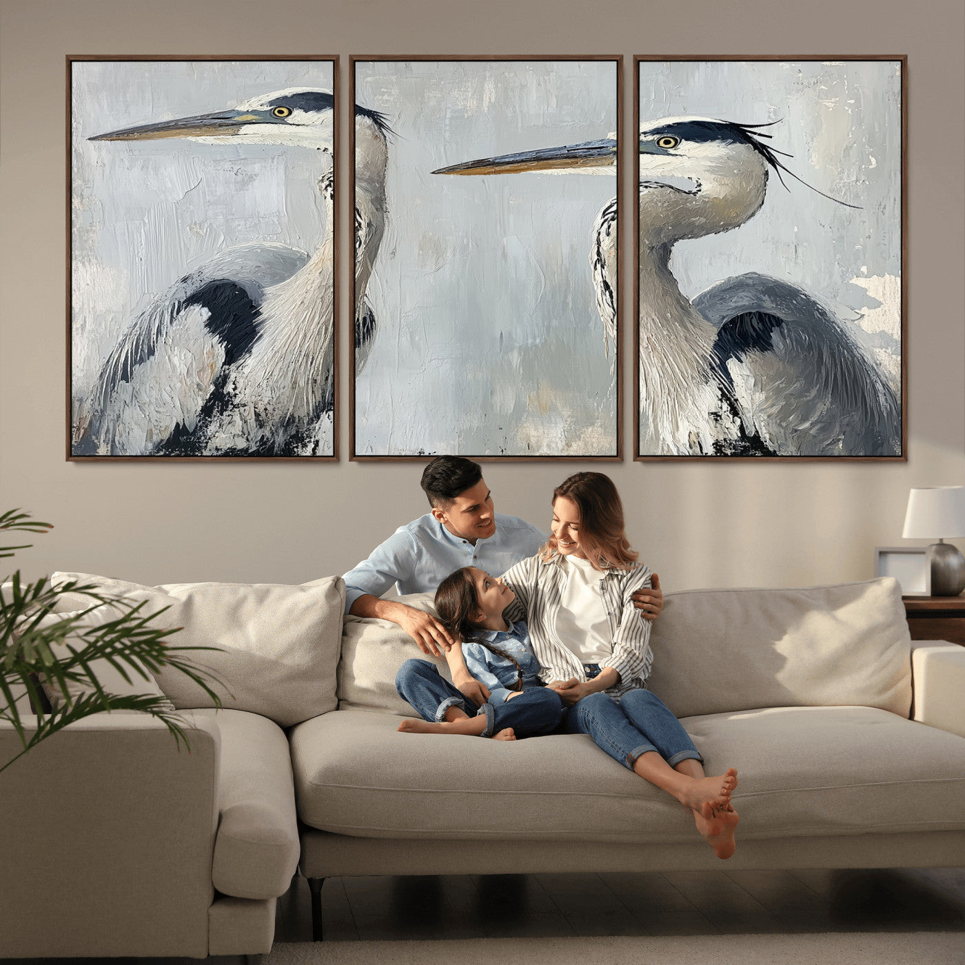 19427826-MGV-CV-36X24-Bird Canvas Decor Wall Art Canvas Print, Framed Coastal Bird Pair Art Picture Print, Minimalist Wildlife Wall Perfect Coastal