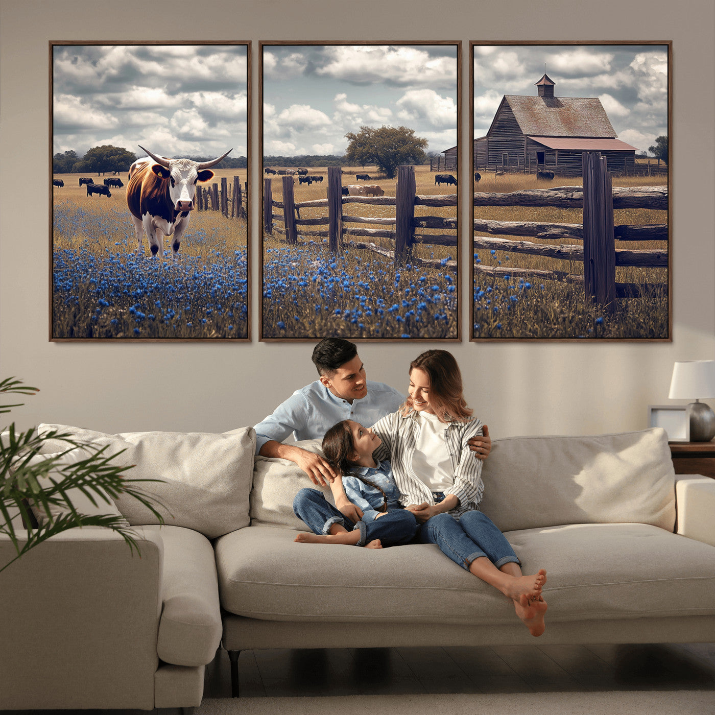 22296025-MGV-CV-36X24-Texas Longhorn Canvas Wall Art Canvas Print, Framed Rustic Barn Wall Art Art Picture Print, Farmhouse Cow Decor Perfect Rustic