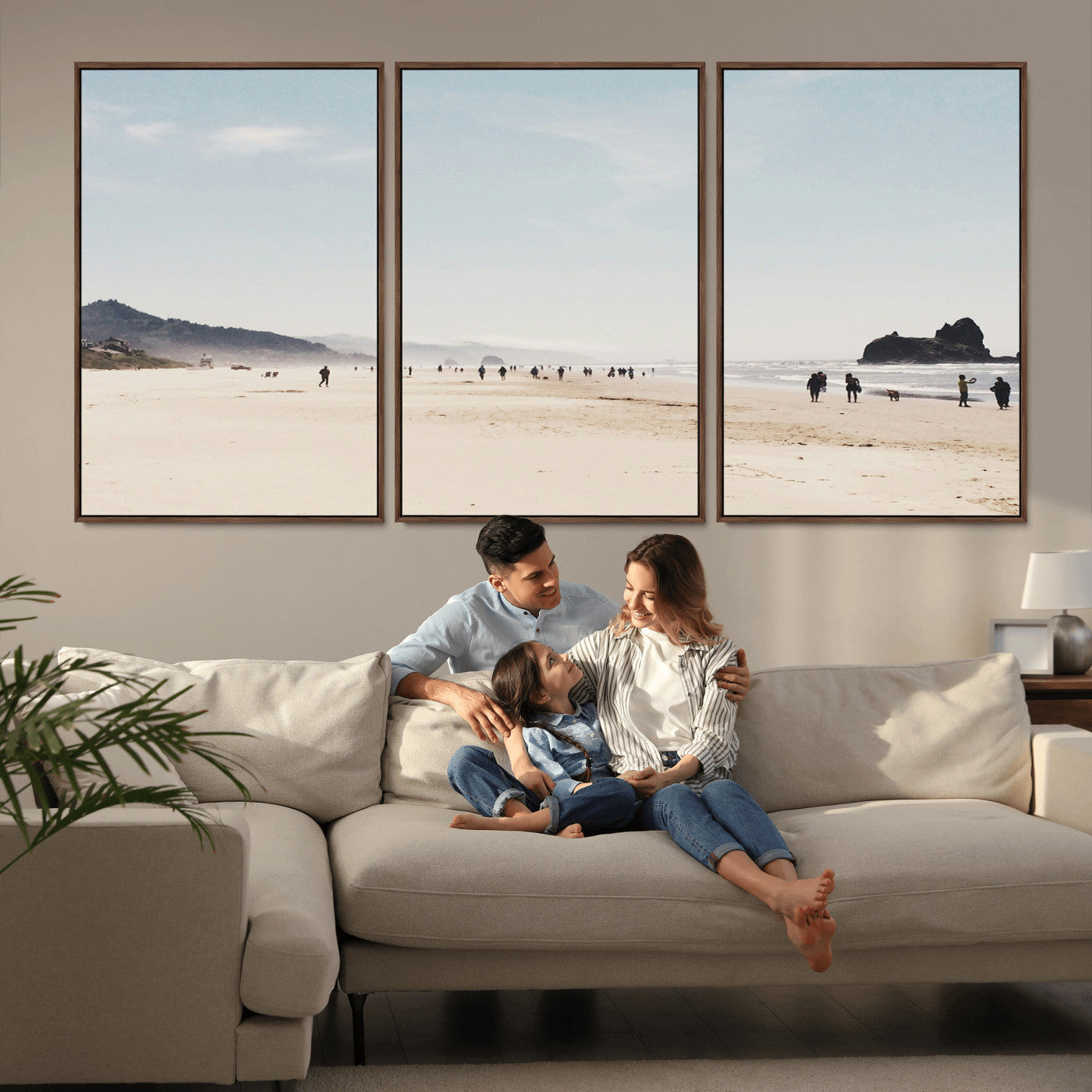 28307820-MGV-CV-36X24-Minimalist Beach Wall Art Canvas Print, Framed Coastal Serenity Art Picture Print, Soft Sand Perfect Modern Coastal Decor Artwork