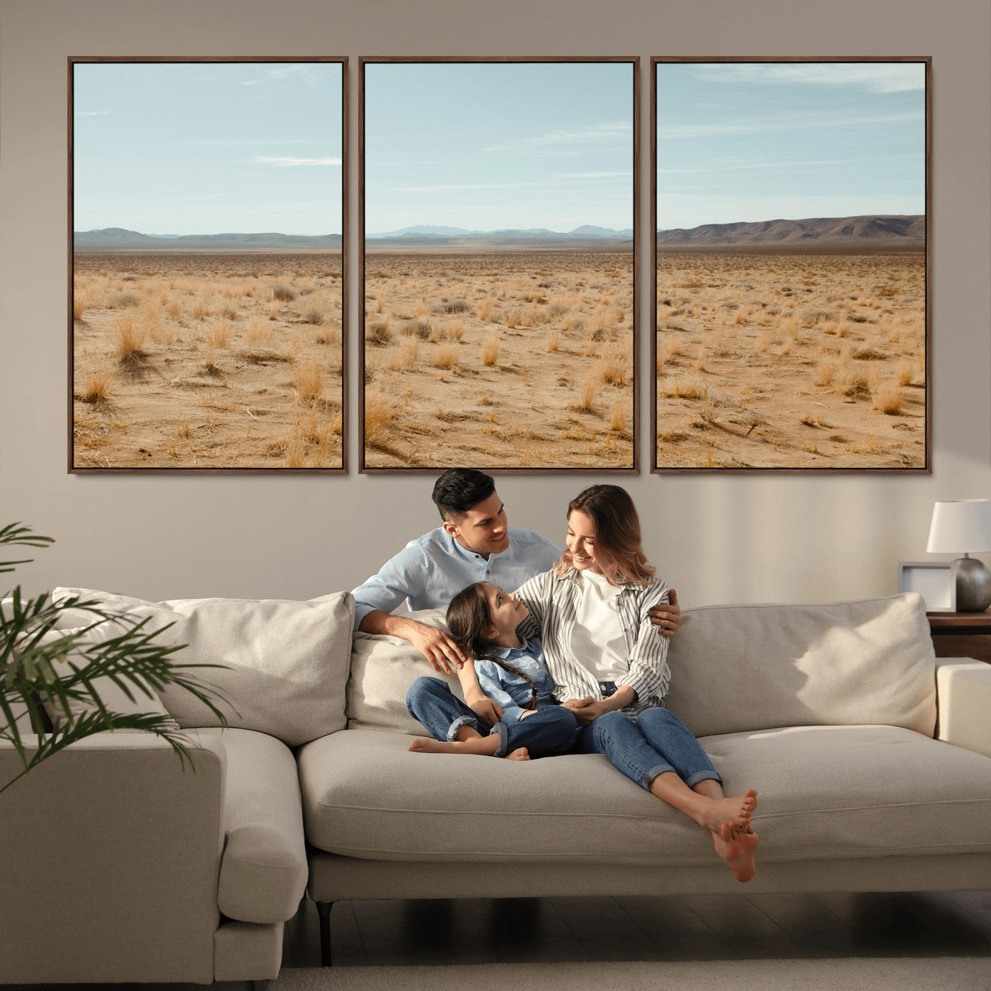 55918919-MGV-CV-36X24-Desert Landscape Wall Art – Golden Grass Plains and Mountain Horizon Canvas Print, Southwest Nature Photography Decor for Living