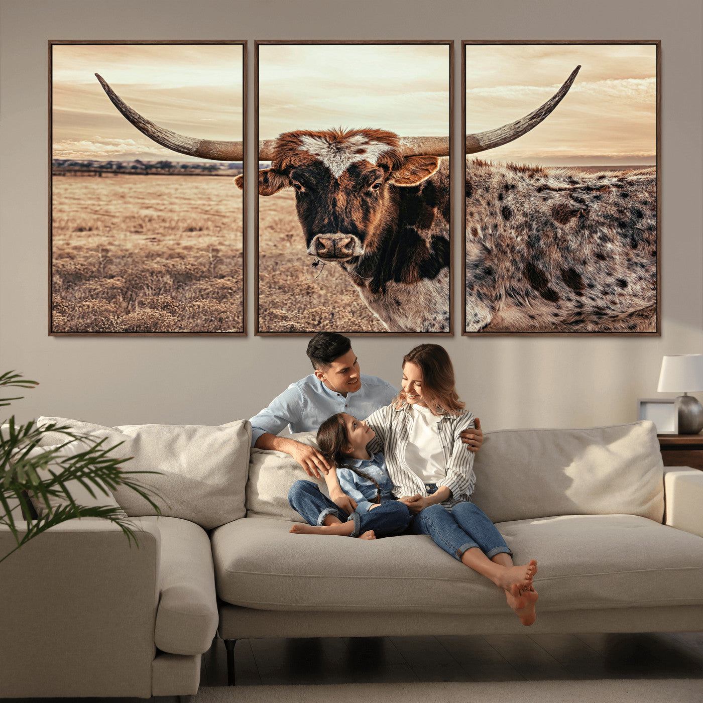 95745718-MGV-CV-36X24-Texas Longhorn Wall Art – Western Cattle Photography Canvas Print, Rustic Ranch Animal Artwork Country Farmhouse Decor for Living