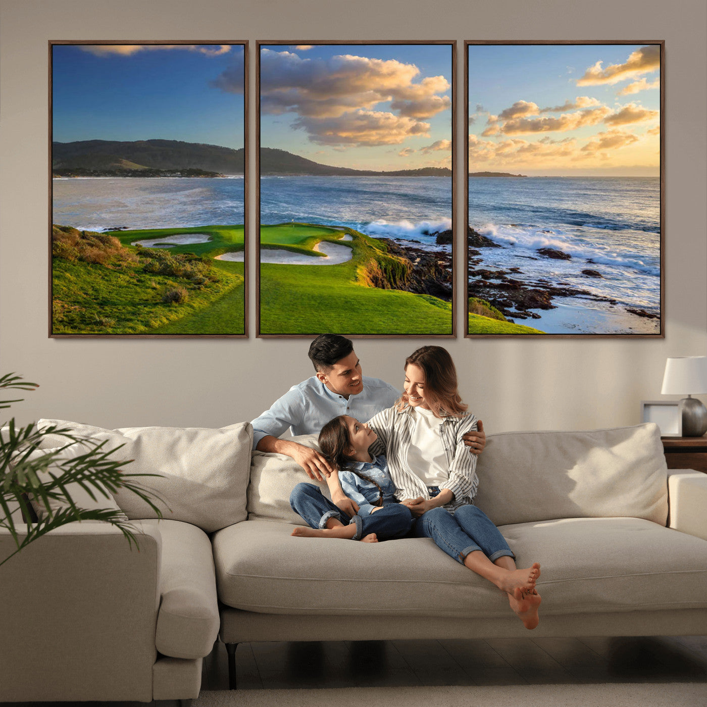 50107048-MGV-CV-36X24-Golf Course Wall Art – Coastal Ocean View Canvas Print, Scenic Fairway Landscape Decor for Office, Man Cave, Bedroom, or Living