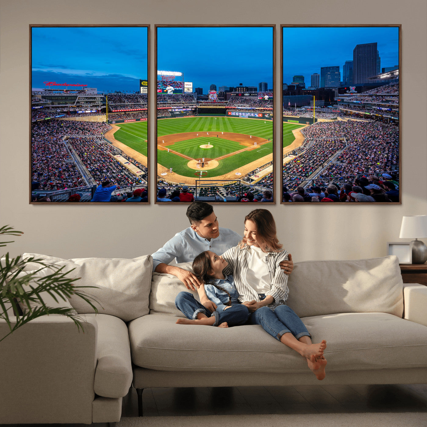 77273035-MGV-CV-36X24-Baseball Stadium Wall Art – Panoramic Evening Game Canvas Print, Sports Fan Decor for Man Cave, Office, Bar, or Living Room