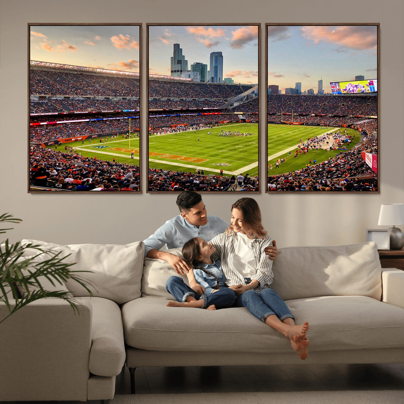 55377093-MGV-CV-36X24-Soldier Field Wall Art – Panoramic Chicago Bears Football Stadium Canvas Print, Game Day Sports Decor for Man Cave, Bar, Office,