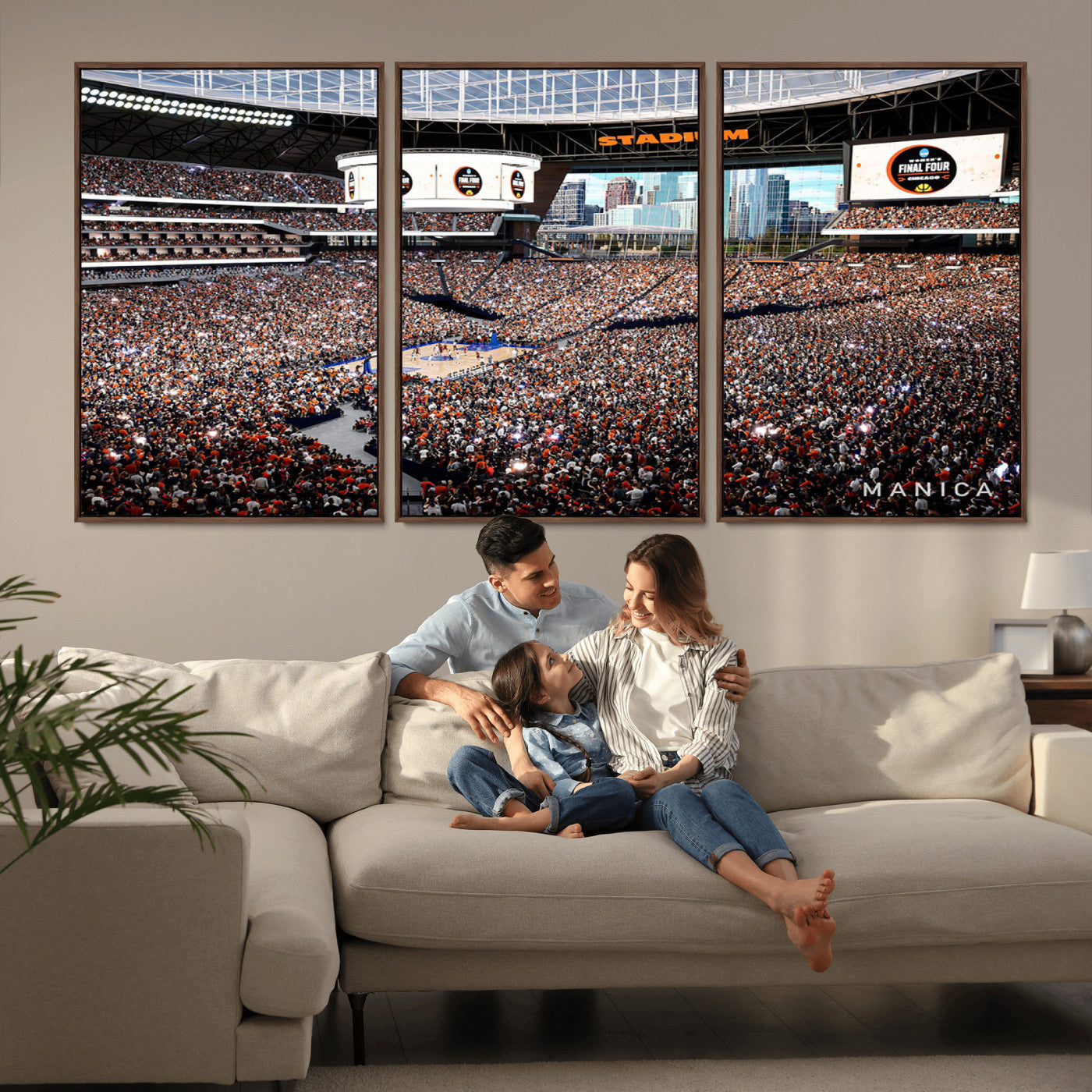 38616413-MGV-CV-36X24-Chicago Dome Stadium Wall Art – Futuristic Basketball Final Four Arena Canvas Print, Modern Sports Fan Decor for Man Cave or