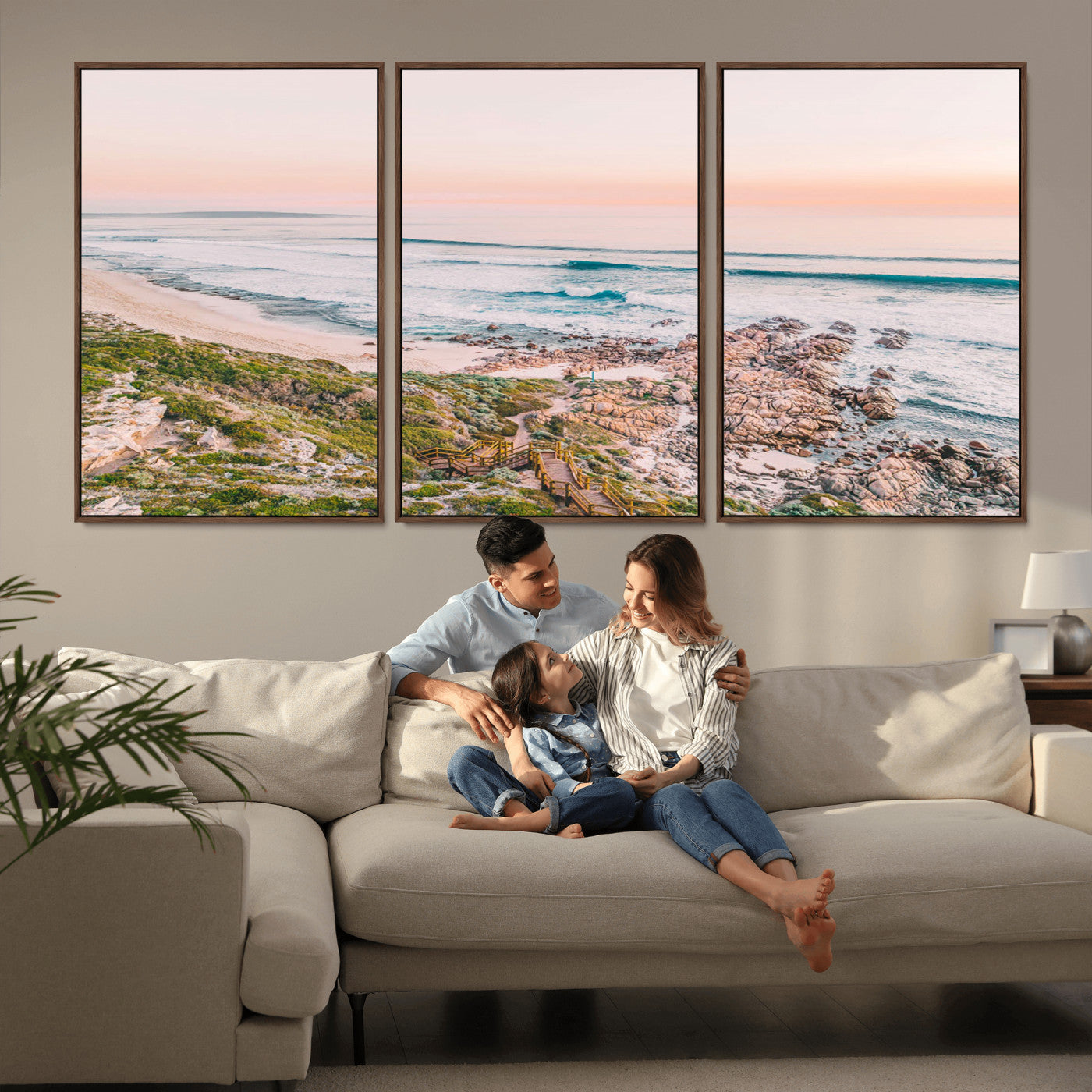 27332135-MGV-CV-36X24-Coastal Sunset Wall Art – Ocean Waves and Rocky Shore Canvas Print, Scenic Seaside Photography Decor for Bedroom, Living Room,