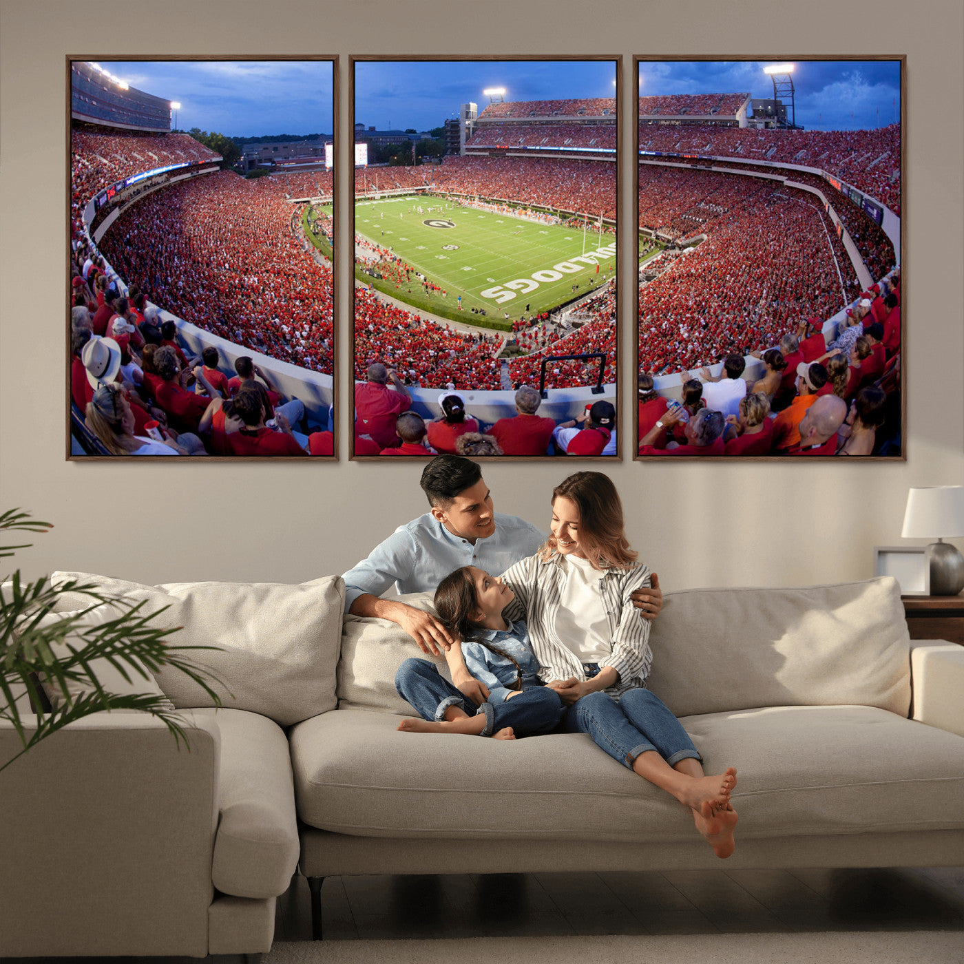 10244378-MGV-CV-36X24-Sanford Stadium Wall Art – Georgia Bulldogs Football Panoramic Evening Canvas Print, College Game Day Decor for Man Cave, Bar, or