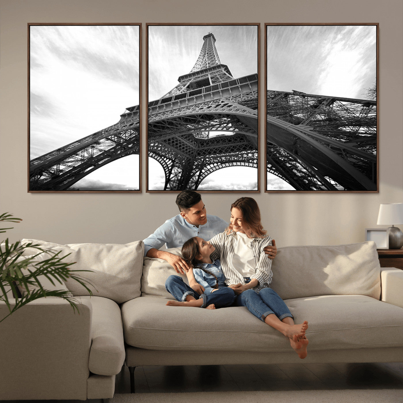 40006-MGV-CV-36X24-Eiffel Tower Wall Art – Black and White Architectural Photo Print, Paris Inspired Decor for Bedroom, Office, Studio or Modern