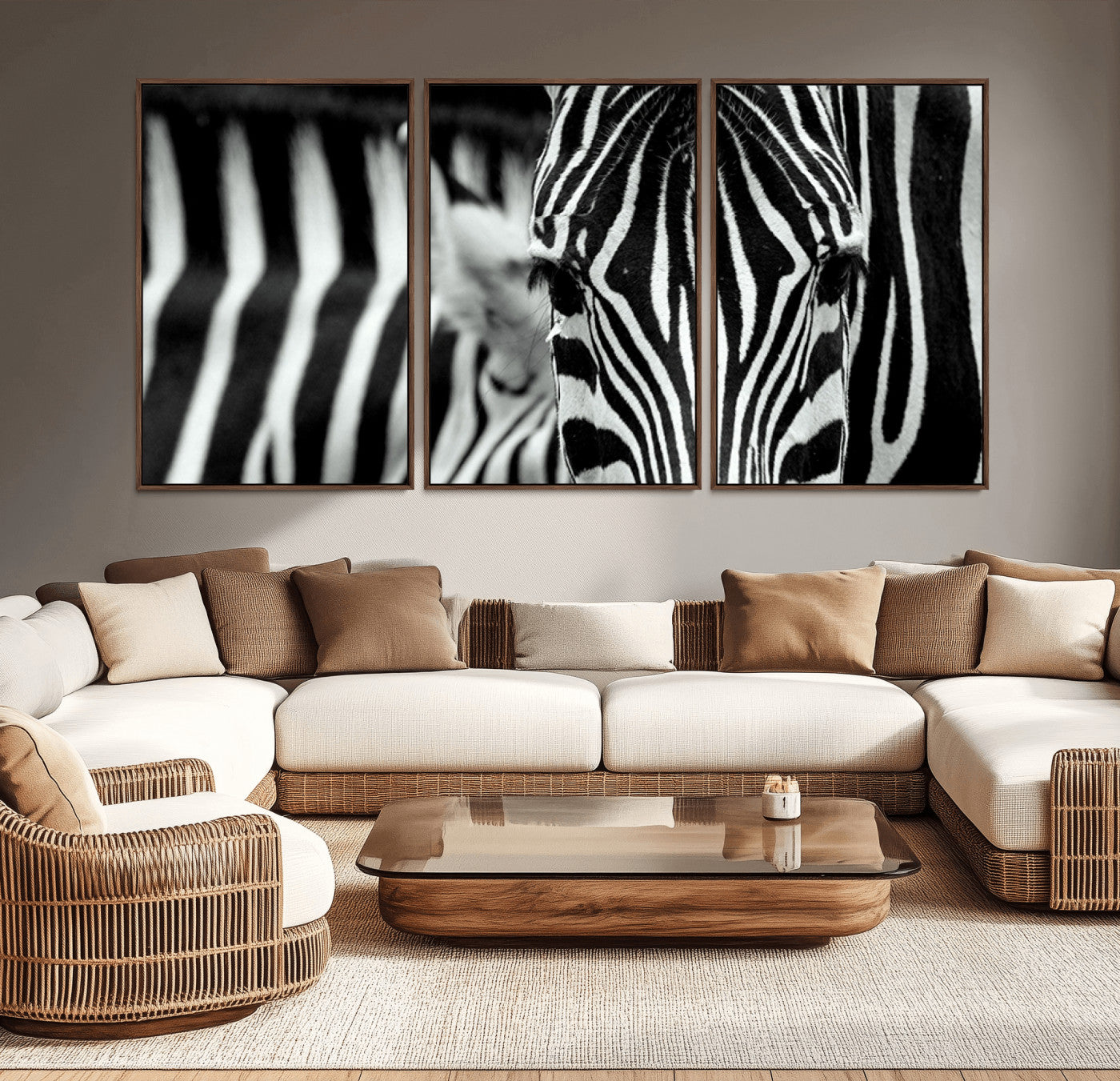 43631-MGV-CV-36X24-Zebra Wall Art – Black & White Safari Wildlife Canvas Print, Modern Animal Photography Decor for Living Room, Office, or Bedroom