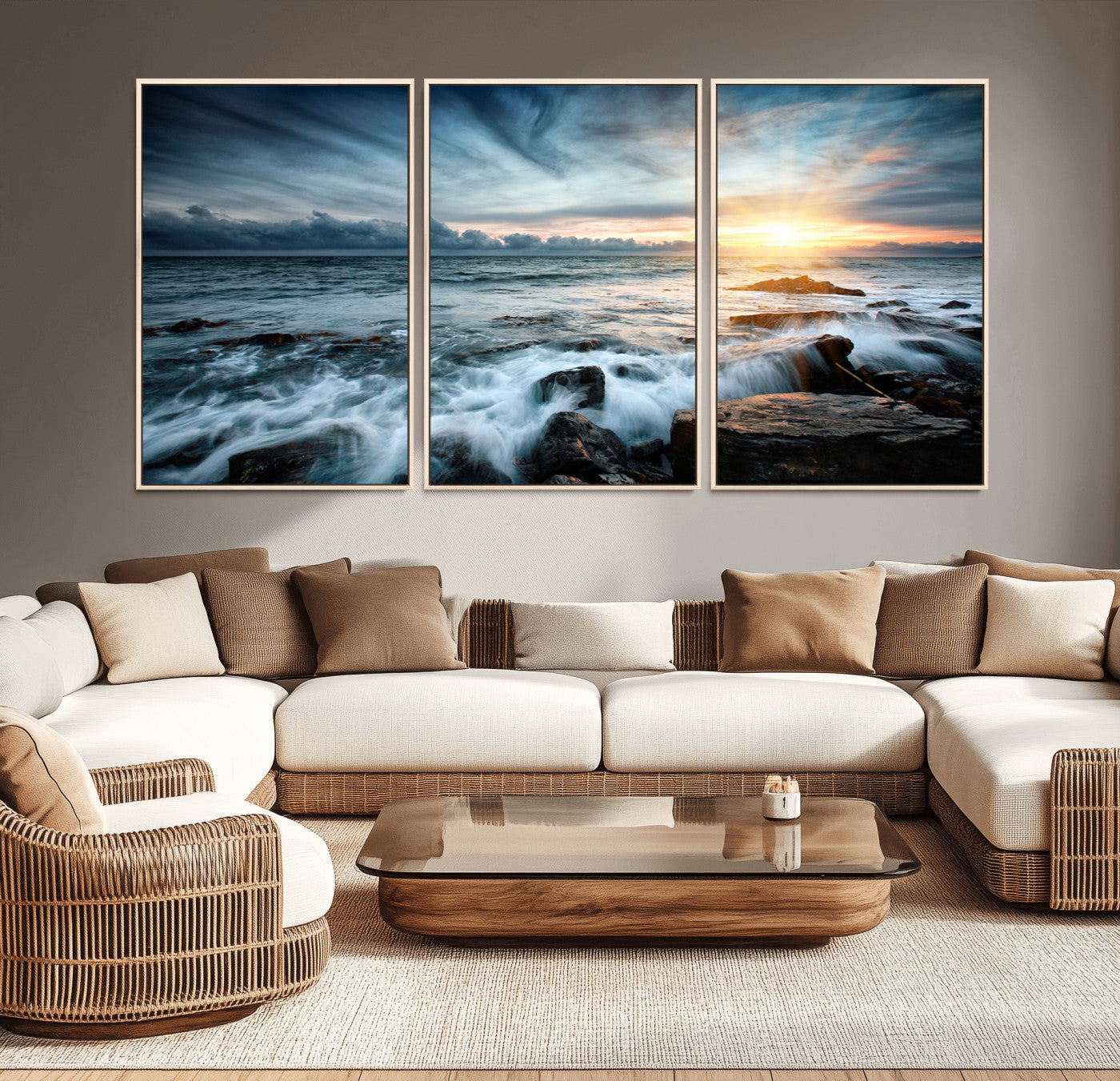 33428-MGV-CV-36X24-Ocean Sunrise Wall Art – Serene Seascape Canvas Print, Coastal Home or Office Decor, Perfect for Living Room, Bedroom, or Study