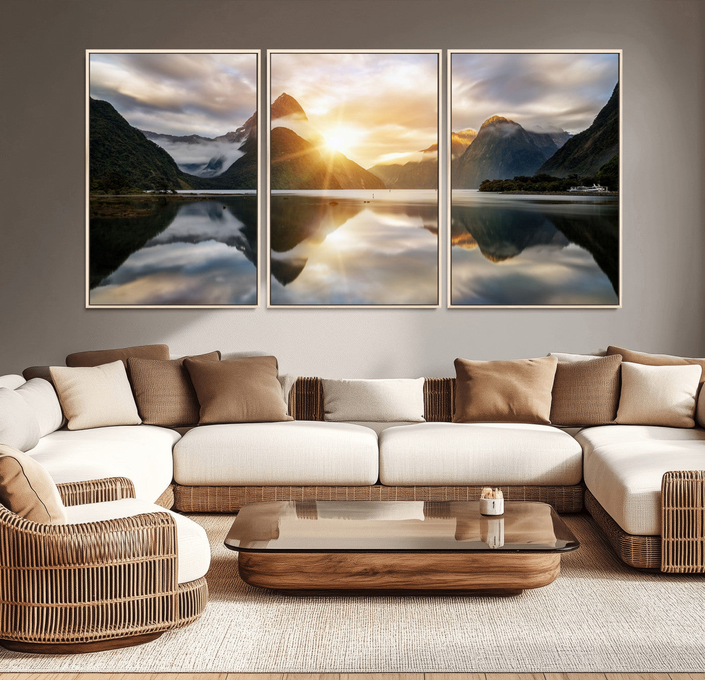 78842-MGV-CV-36X24-Sunrise Mountain Reflection Wall Art – Stunning Nature Landscape Canvas Print for Home, Office, Living Room or Relaxing Space