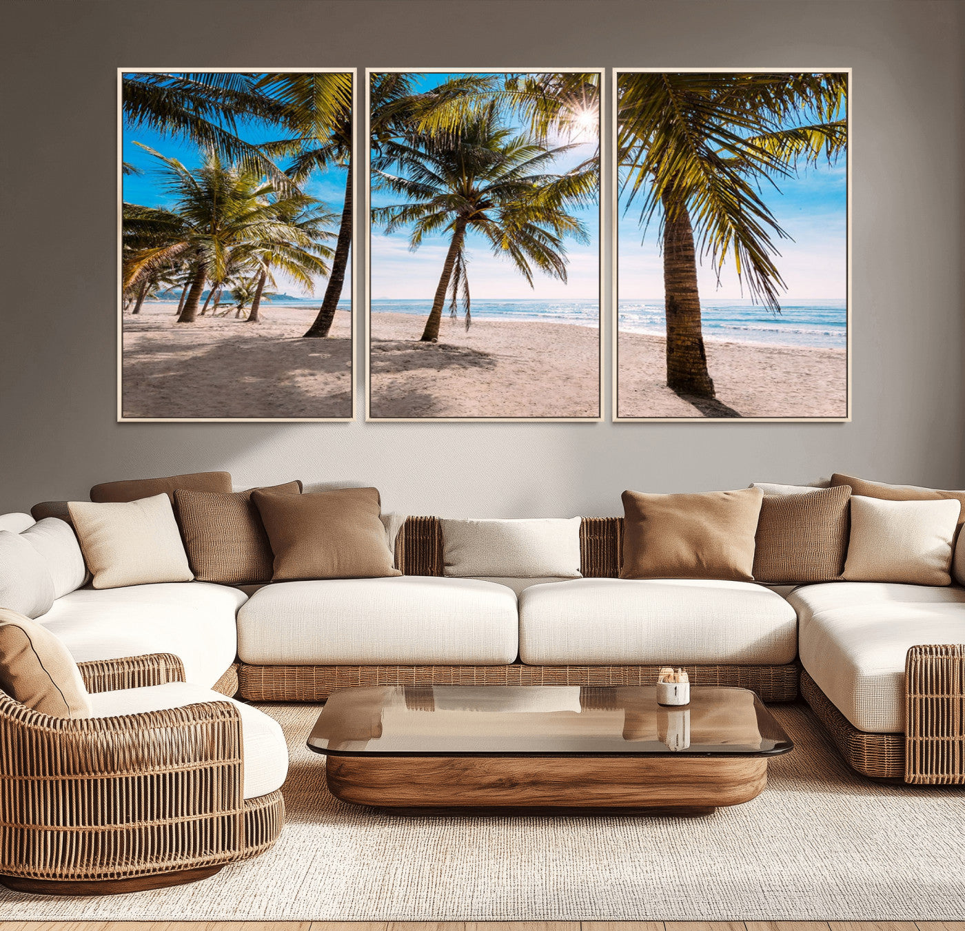 98175-MGV-CV-36X24-Tropical Palm Beach Wall Art – Relaxing Ocean Shore Canvas Print with Palm Trees, Coastal Summer Decor for Living Room, Bedroom or
