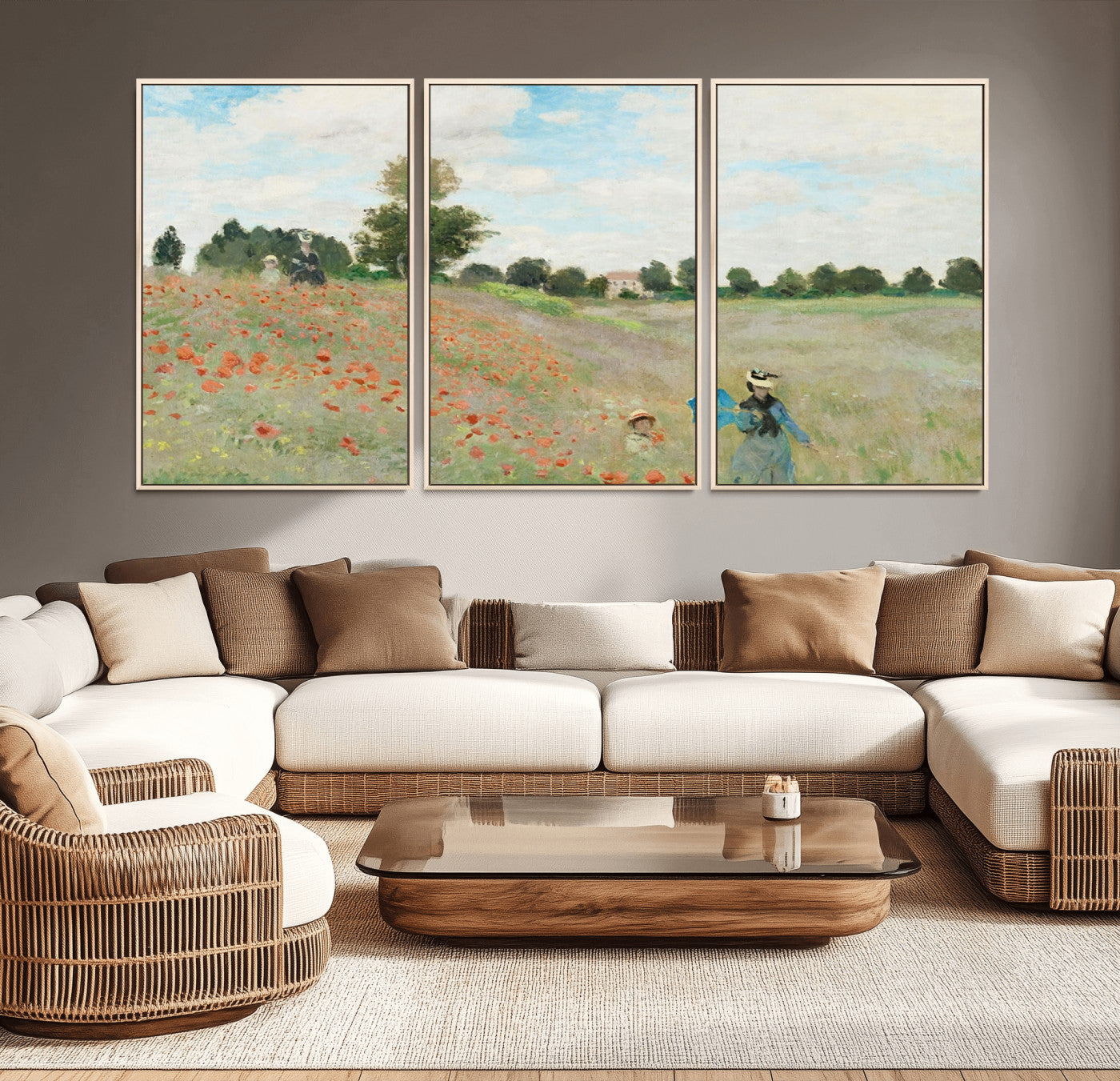 74890-MGV-CV-36X24-Monet Poppy Field Wall Art – Impressionist Landscape Canvas Print, Classic French Artwork for Living Room, Bedroom or Office Decor