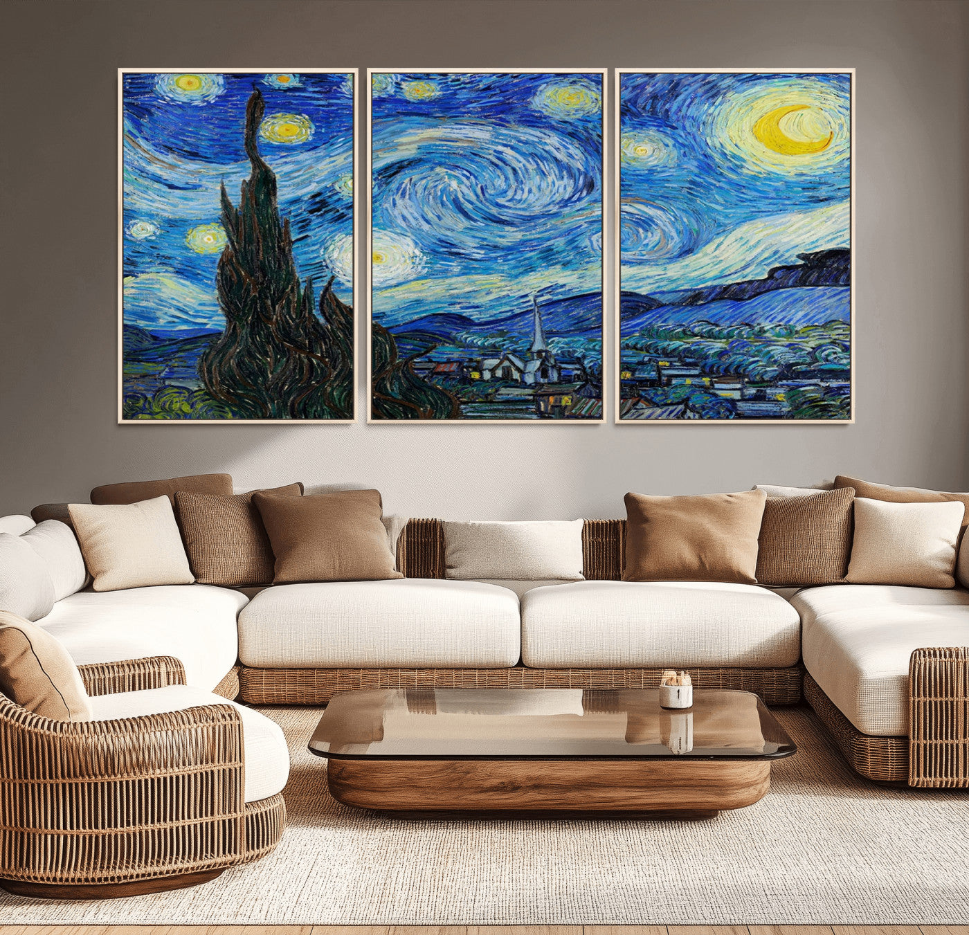 39177-MGV-CV-36X24-Starry Night Wall Art – Vincent van Gogh Famous Painting Canvas Print, Timeless Starry Sky Decor for Living Room, Bedroom or