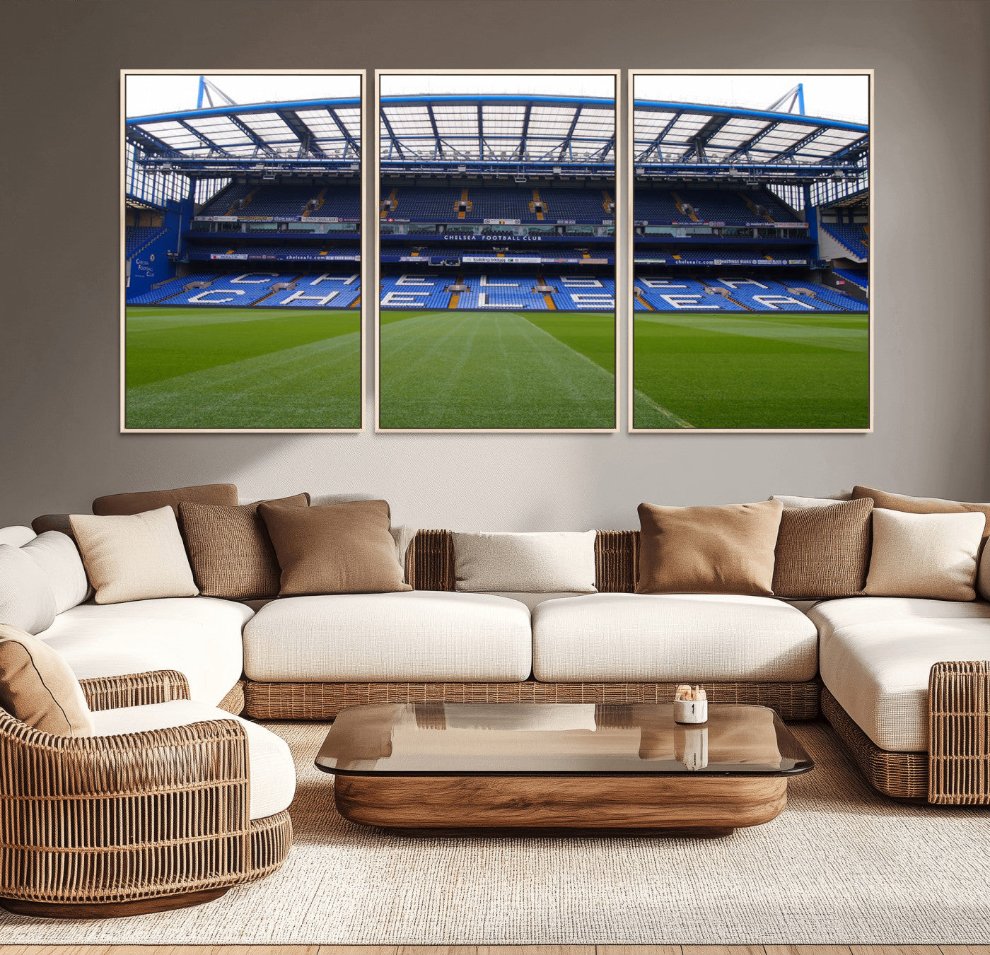 59508-MGV-CV-36X24-Chelsea Stadium Wall Art – Stamford Bridge Football Arena Canvas Print, Iconic Soccer Artwork for Living Room, Office, Game Room