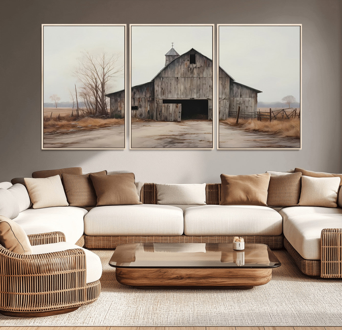 11602-MGV-CV-36X24-Old Barn Wall Art Canvas Print, Framed Rustic Barn Art Picture Print, Old Farmhouse Perfect Rustic Farmhouse Decor Artwork
