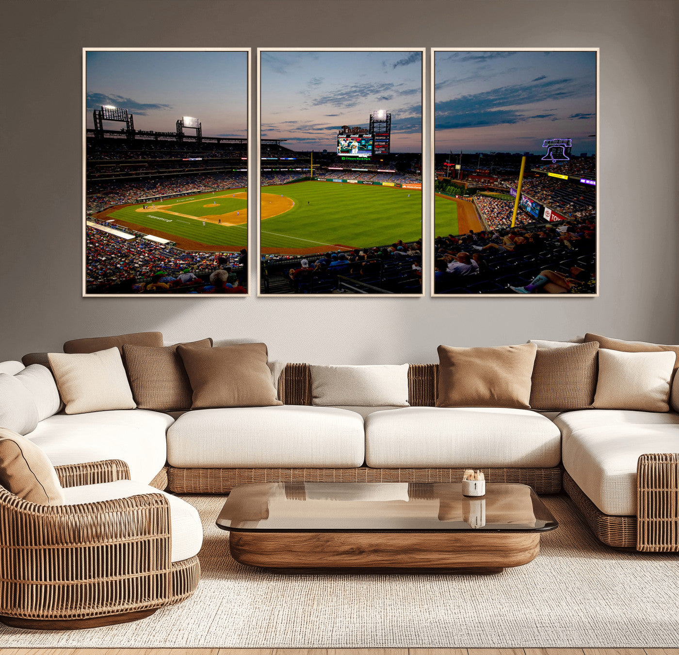 17415-MGV-CV-36X24-Philadelphia Phillies Stadium Wall Art Canvas Print, Framed Citizens Bank Park Art Picture Print, Phillies Stadium Field Perfect
