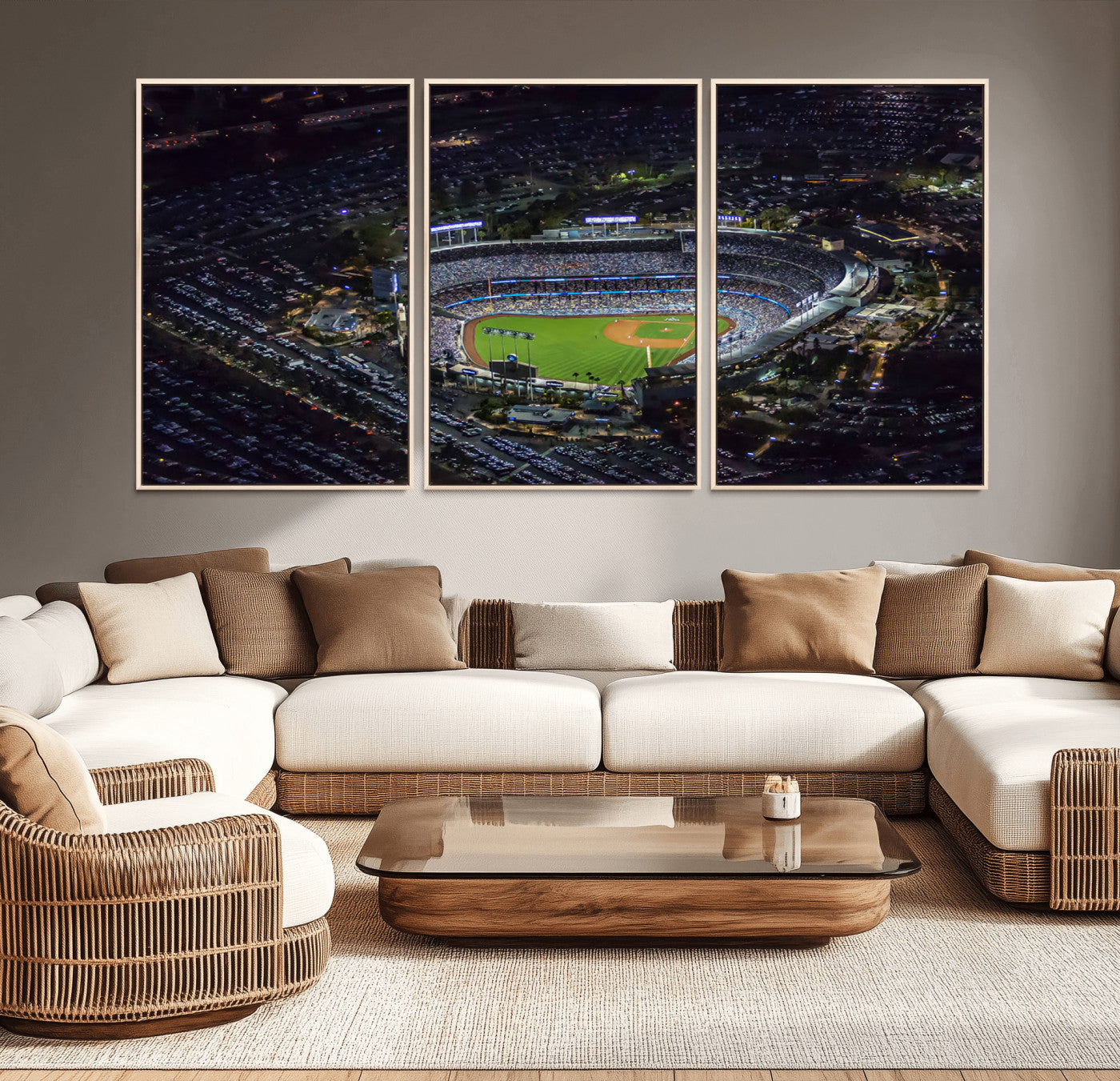 16515-MGV-CV-36X24-Dodgers Stadium Wall Art Canvas Print, Framed Baseball Stadium Art Picture Print, Dodgers Field Perfect Sport Room Decor Artwork