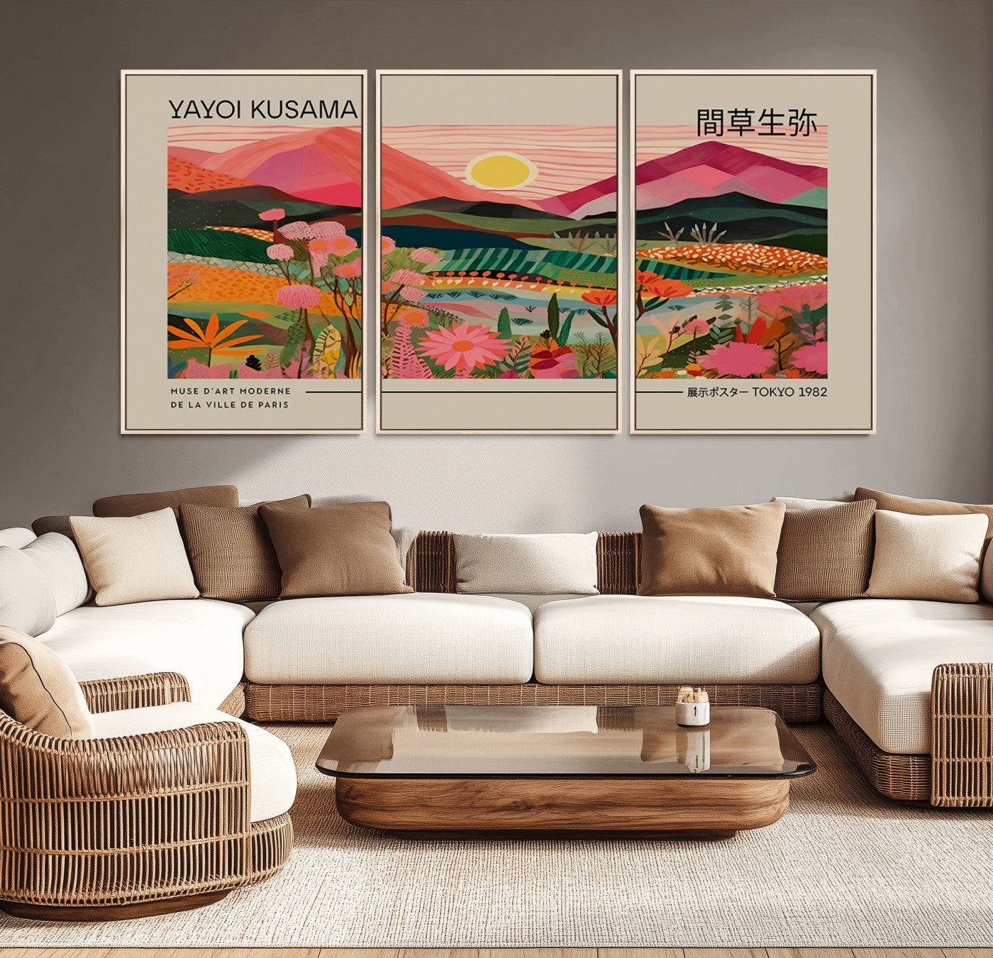 18304-MGV-CV-36X24-Sunset Mountain Landscape Wall Art – Panoramic Abstract Nature Canvas Print, Vibrant Wall Decor for Living Room, Bedroom, Office,