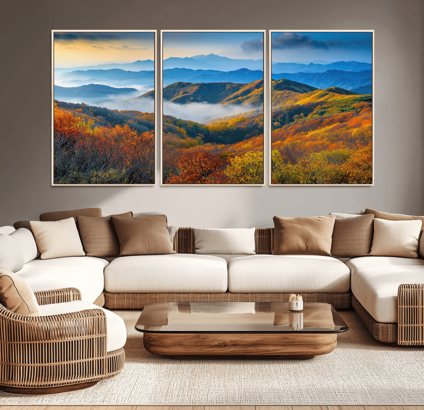 86772247-MGV-CV-36X24-Autumn Mountains Wall Art Canvas Print, Framed Fall Foliage Art Picture Print, Vibrant Hills Perfect Vibrant Nature Decor Artwork
