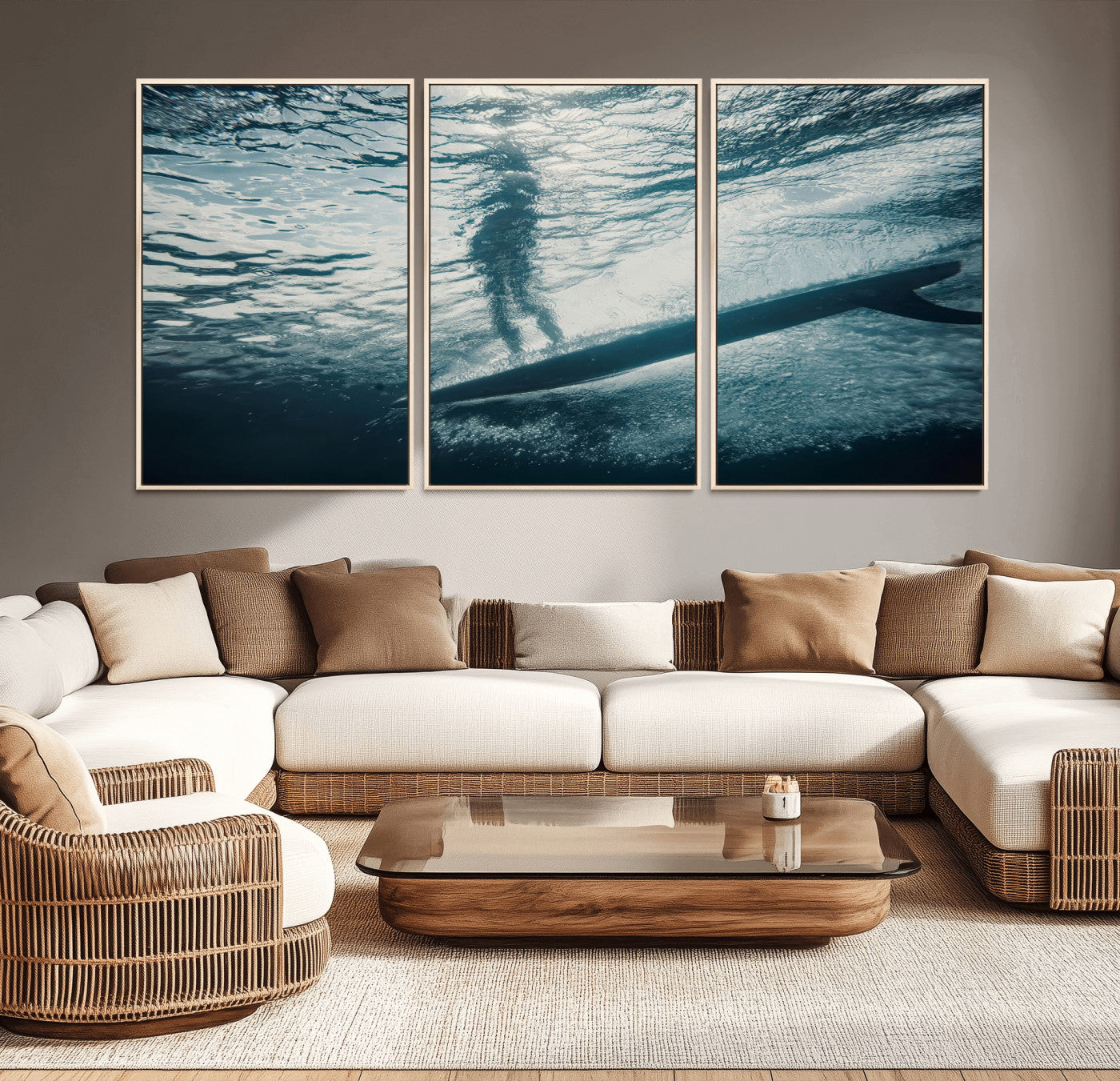 71192524-MGV-CV-36X24-Submerged Surf Wall Art Canvas Print, Framed Underwater Perspective Art Picture Print, Ocean Surf Perfect Coastal Adventure Decor