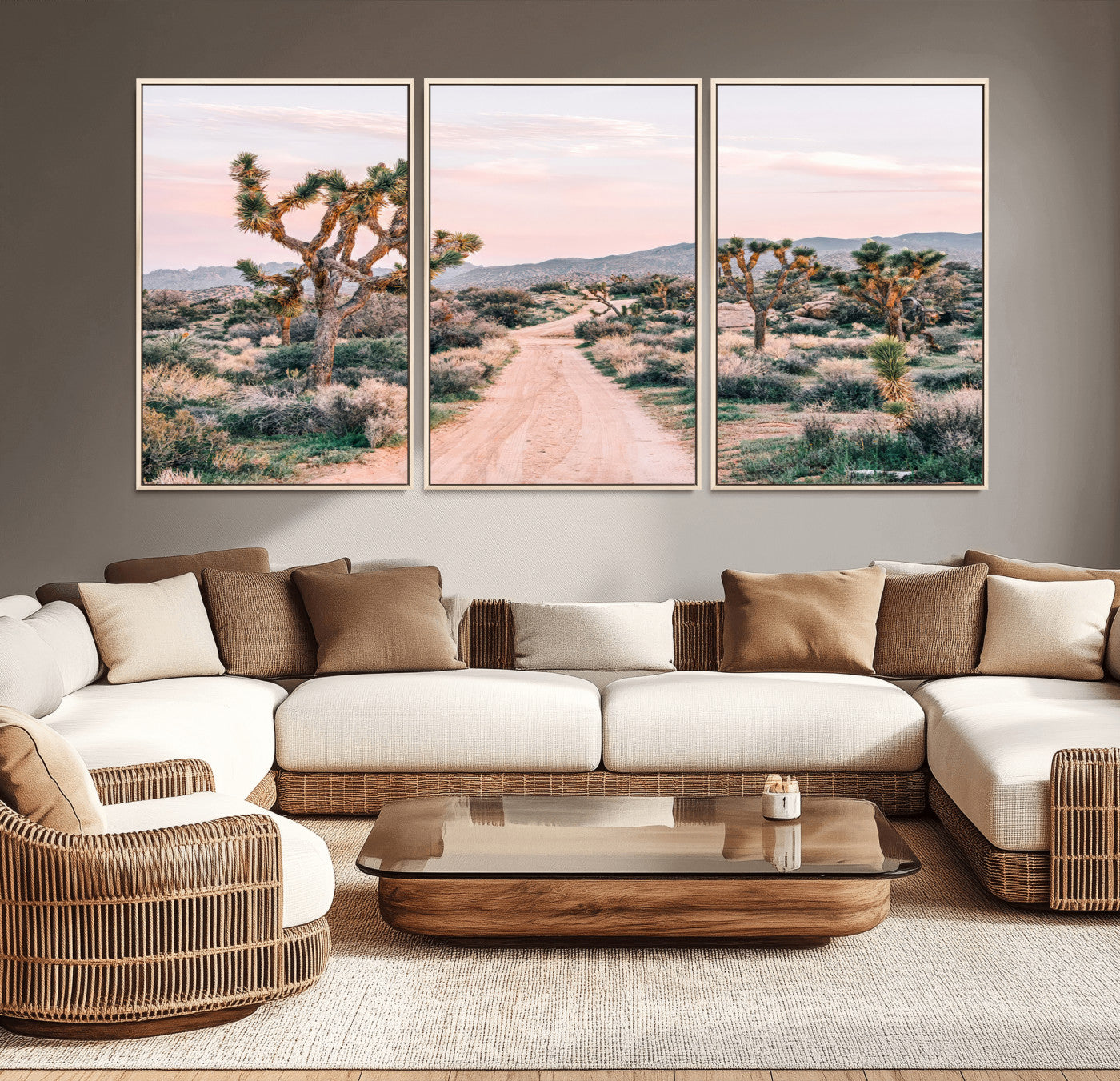 12540952-MGV-CV-36X24-Joshua Tree Park Wall Art Canvas Print, Framed Desert Road Art Picture Print, Sunset Drive Perfect Southwestern Boho Decor Artwork