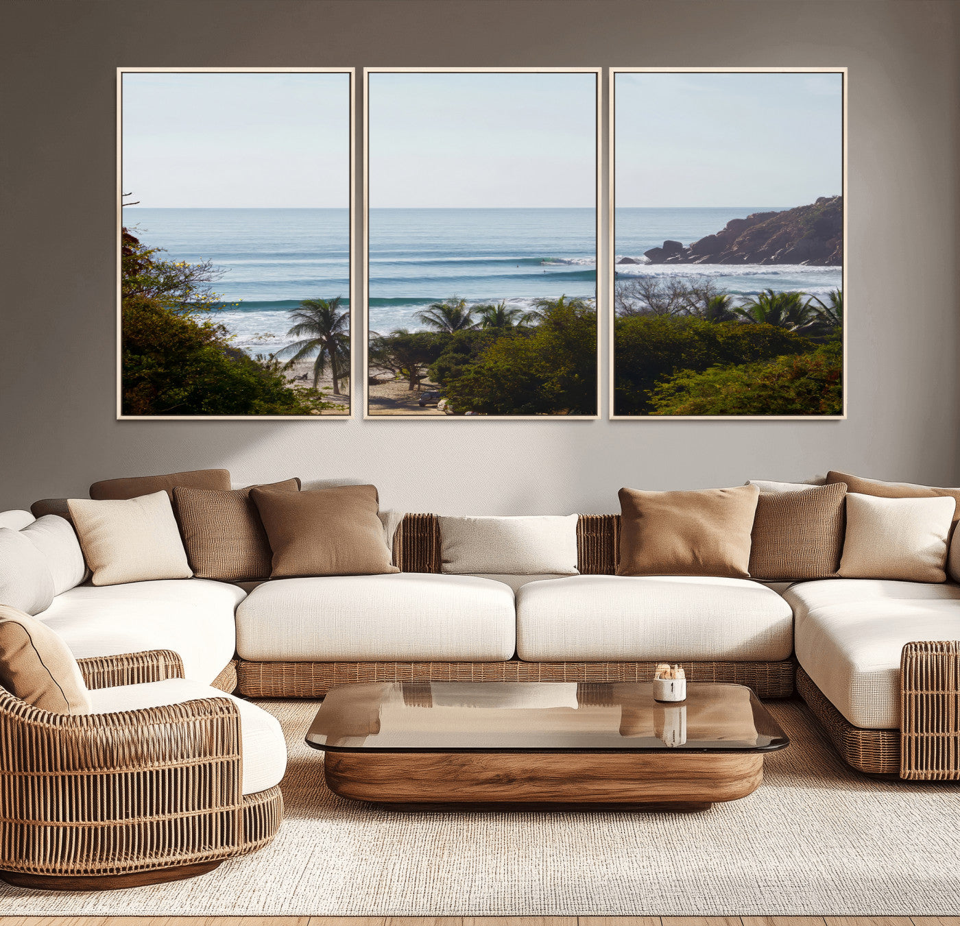 88336640-MGV-CV-36X24-Tropical Beach Scene Wall Art Canvas Print, Framed Coastal Photography Art Picture Print, Ocean Horizon Art Perfect Coastal Boho