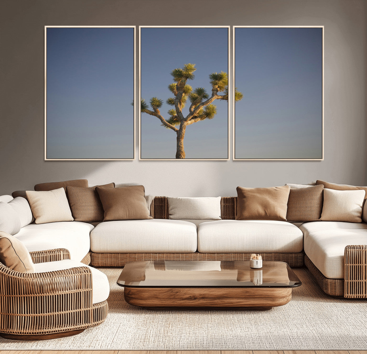 54552043-MGV-CV-36X24-Joshua Tree Art Wall Art Canvas Print, Framed Desert Landscape Art Picture Print, Southwestern Nature Perfect Southwestern Boho