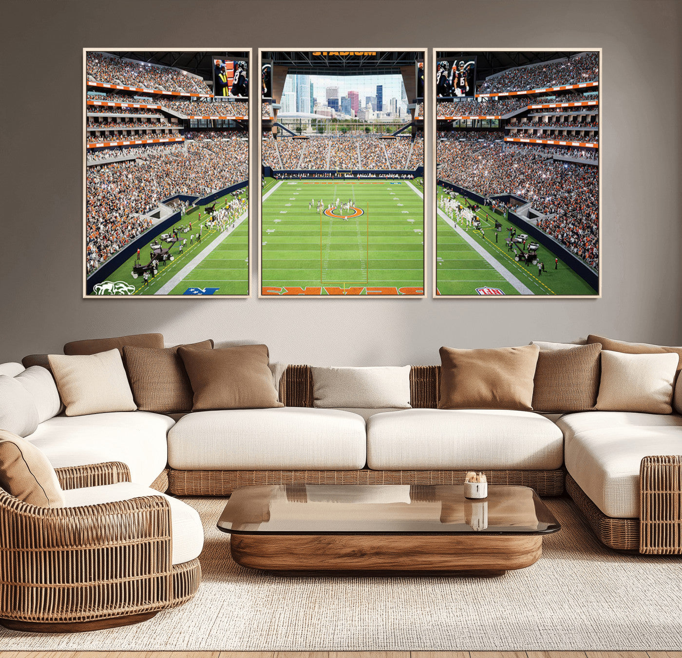 76935553-MGV-CV-36X24-Football Stadium Wall Art – Panoramic Game Day Canvas Print, Sports Decor for Man Cave, Office, Bar, or Living Room