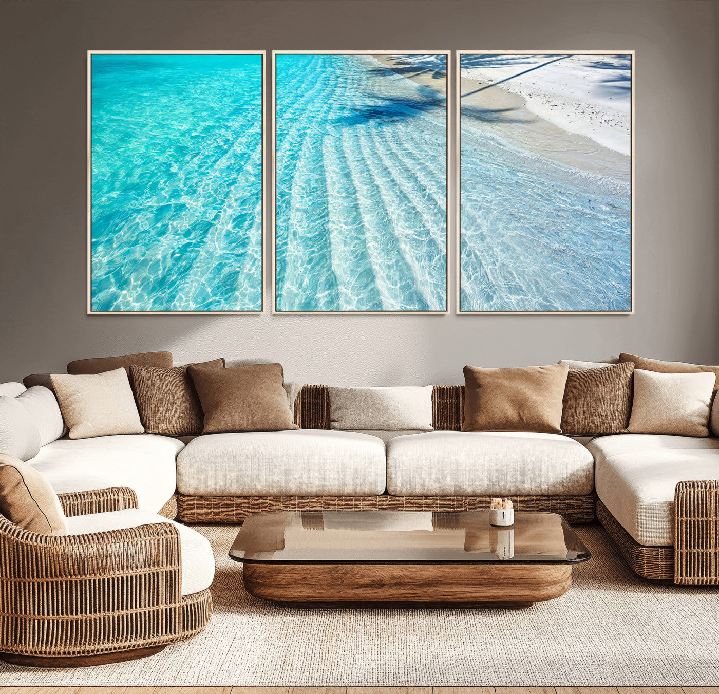 68127042-MGV-CV-36X24-Beach Wall Art – Tropical Ocean Canvas Print, Clear Water and White Sand Photography Decor for Bedroom, Living Room, Office,