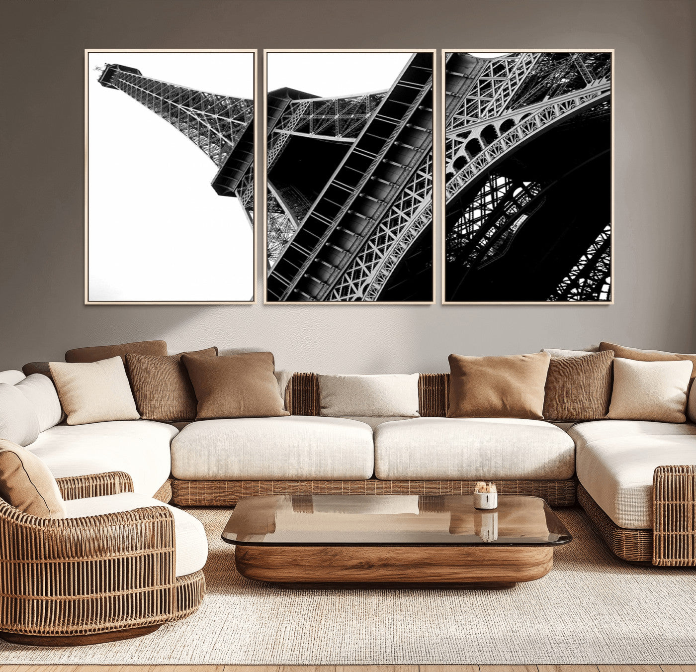 89033-MGV-CV-36X24-Eiffel Tower Wall Art – Dramatic Black and White Architectural Canvas Print, Modern Paris Decor for Office, Living Room or