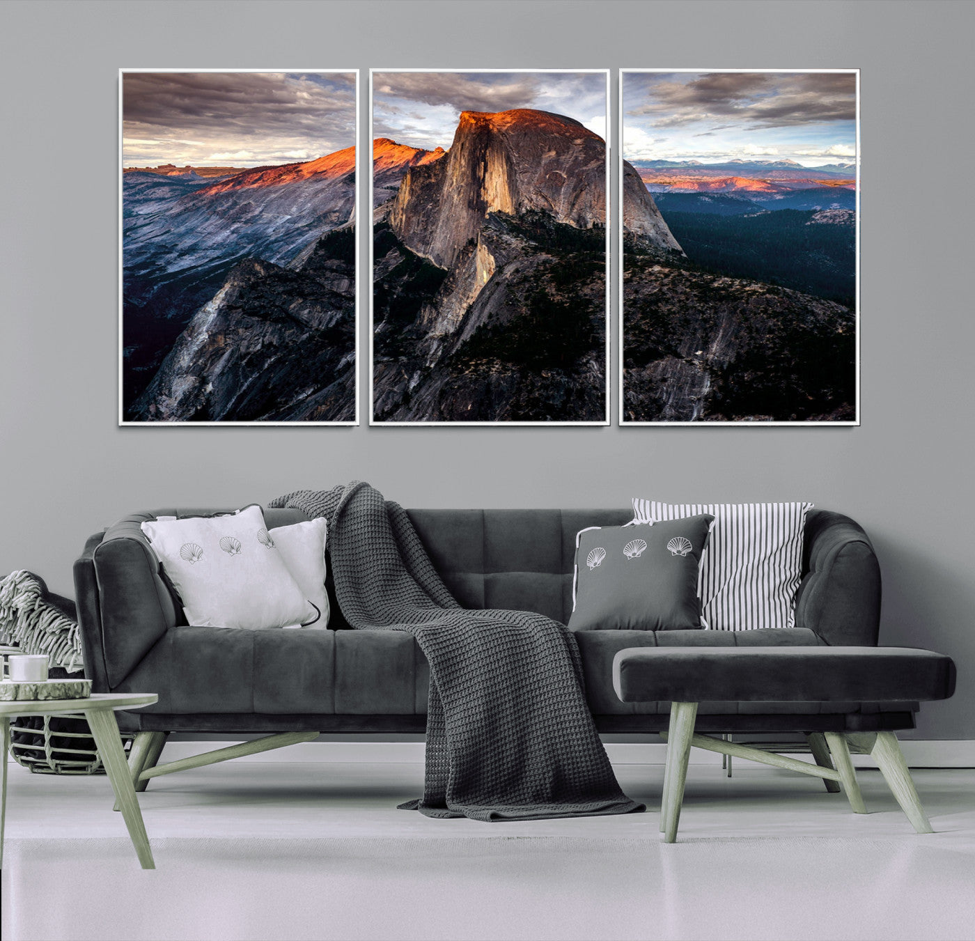 31332-MGV-FC-60X30-3P_White-Mountain Landscape Wall Art – Majestic Sunset Rock Formation Canvas Print, Nature Scenic Decor for Living Room, Office, Cabin or