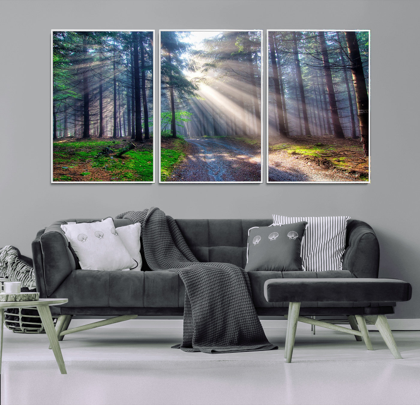 42047-MGV-CV-36X24-Sunlit Forest Path Wall Art – Nature Canvas Print, Serene Woodland Landscape, Perfect Home & Office Decor for Calm and Tranquil