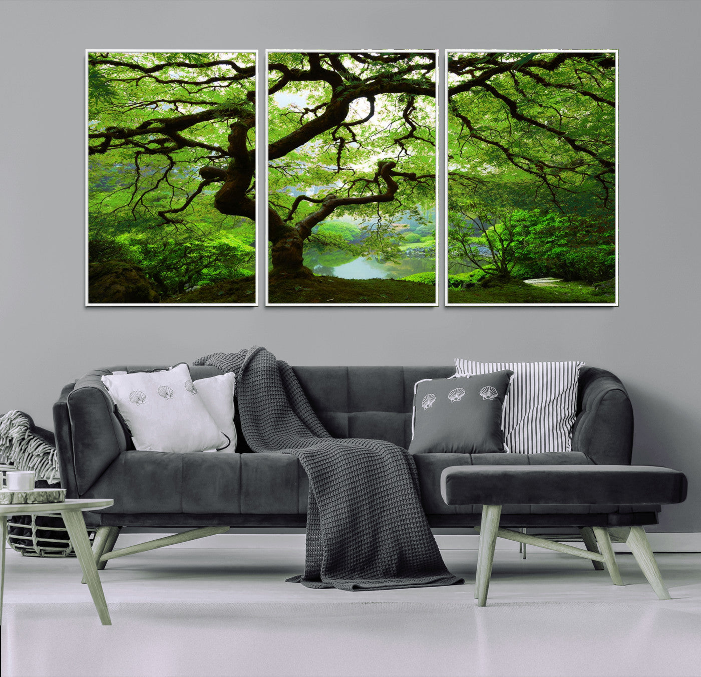 18094-MGV-CV-36X24-Emerald Canopy Wall Art – Panoramic Lush Green Tree Canvas Print, Serene Nature Decor for Office, Living Room or Meditation Space