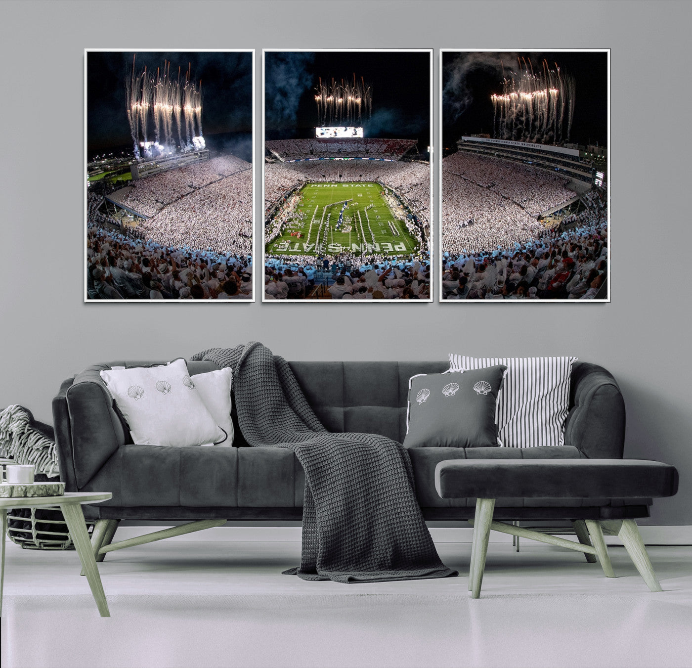 11391-MGV-FC-60X30-3P_White-Penn State Stadium Wall Art – Panoramic White Out Football Game Canvas Print, College Sports Decor for Office, Man Cave, or Living