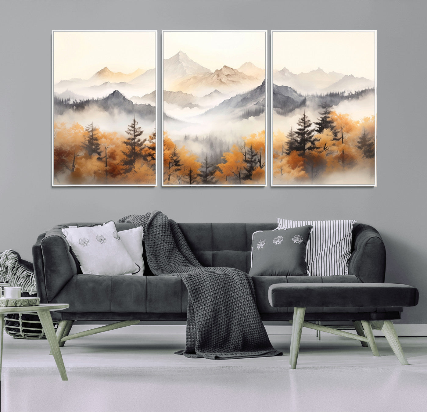 70049-MGV-CV-36X24-Autumn Mountain Forest Wall Art – Misty Landscape Canvas Print, Rustic Nature Inspired Decor for Living Room, Bedroom or Office