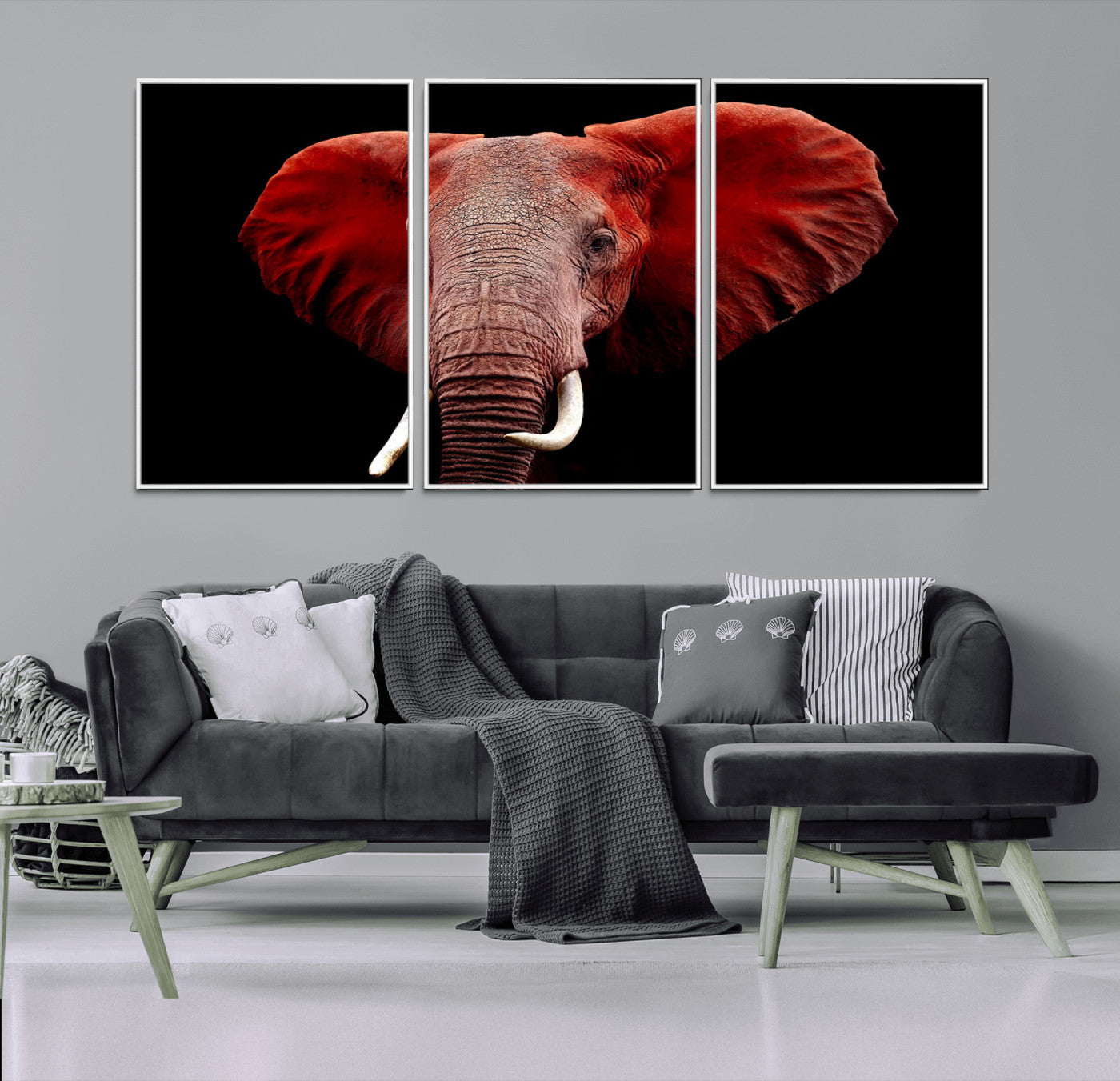 14788-MGV-CV-36X24-Red Elephant Wall Art – Bold Wildlife Canvas Print, African Safari Animal Decor for Living Room, Bedroom or Office