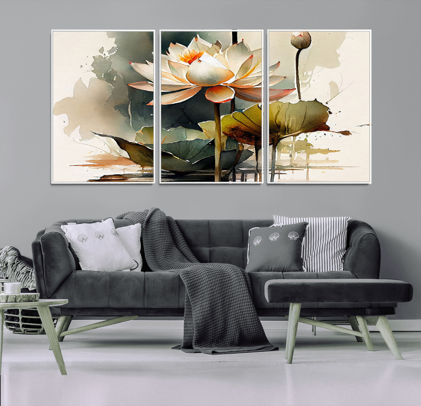 62531-MGV-CV-36X24-Lotus Flower Wall Art – Watercolor Botanical Canvas Print, Tranquil Nature Artwork for Living Room, Bedroom or Meditation Space