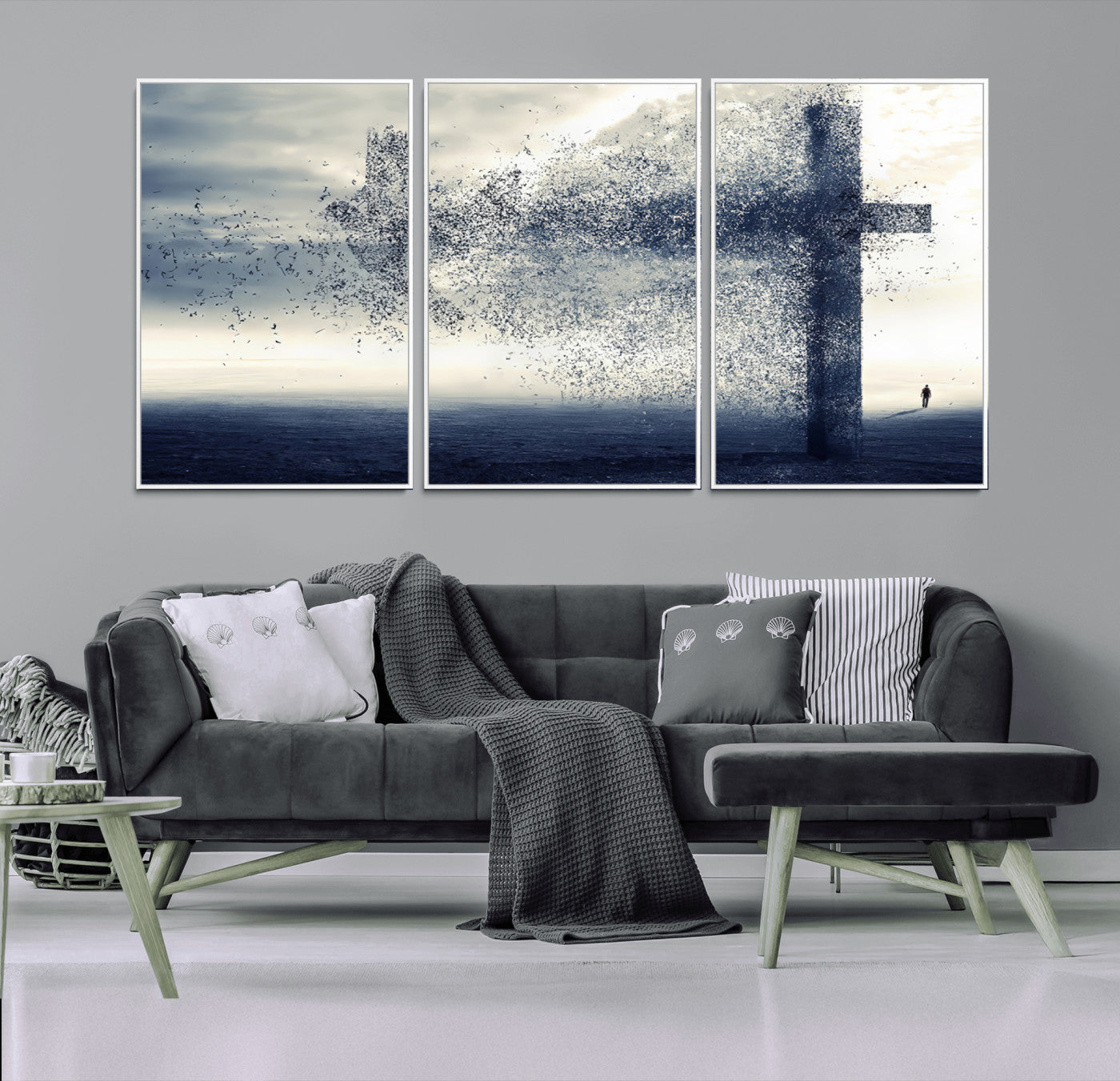 55718-MGV-CV-36X24-Surreal Cross Wall Art – Spiritual Faith Canvas Print, Abstract Christian Artwork with Modern Religious Symbol for Living Room,